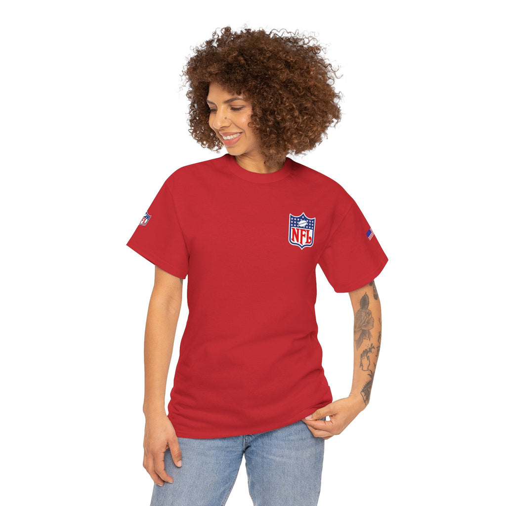 NFL Shield Black T‑Shirt Small Chest & Sleeve Logo Football Tee - Etna Gift