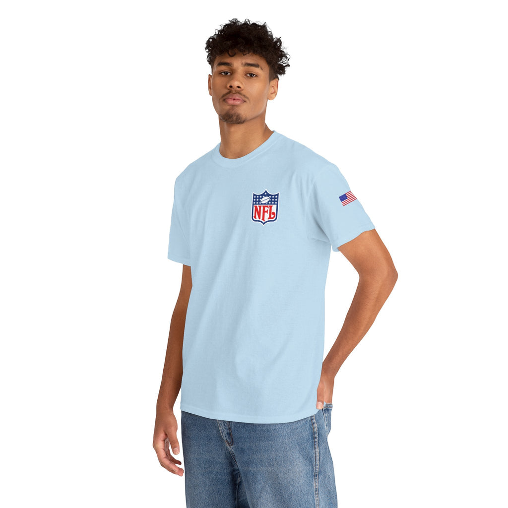 NFL Shield Black T‑Shirt Small Chest & Sleeve Logo Football Tee - Etna Gift