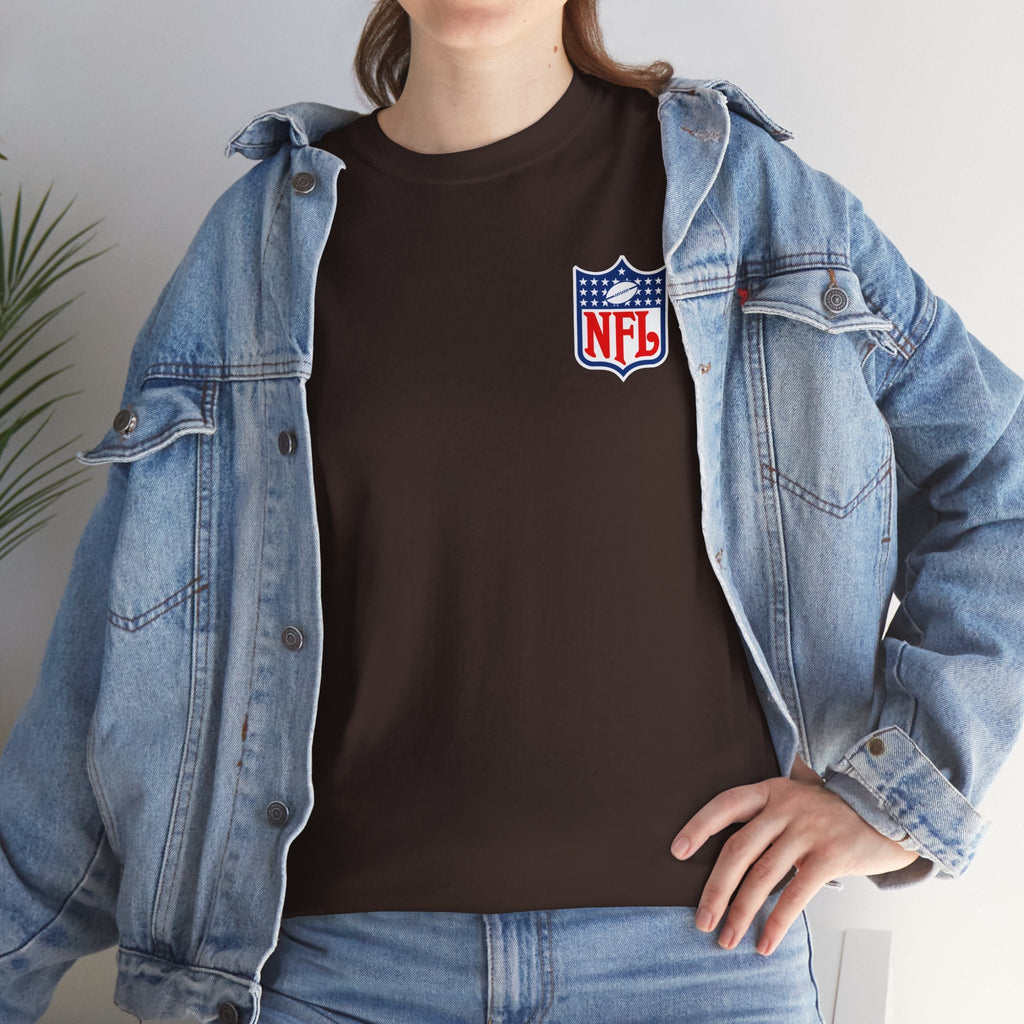 NFL Shield Black T‑Shirt Small Chest & Sleeve Logo Football Tee - Etna Gift