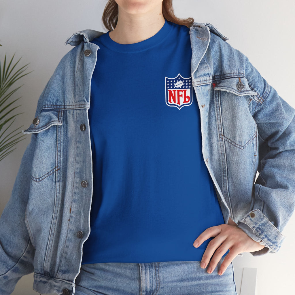 NFL Shield Black T‑Shirt Small Chest & Sleeve Logo Football Tee - Etna Gift