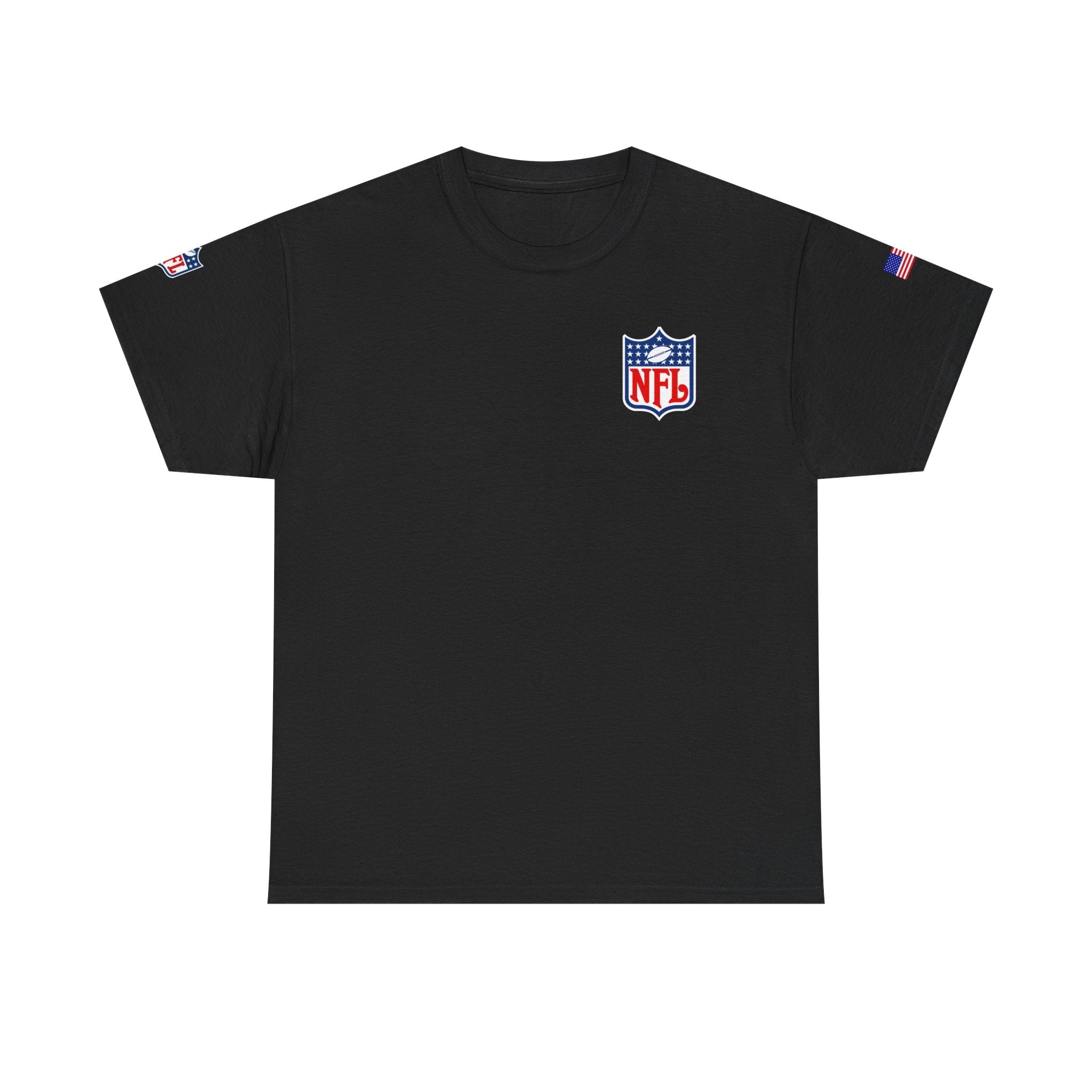 NFL Shield Black T‑Shirt Small Chest & Sleeve Logo Football Tee - Etna Gift