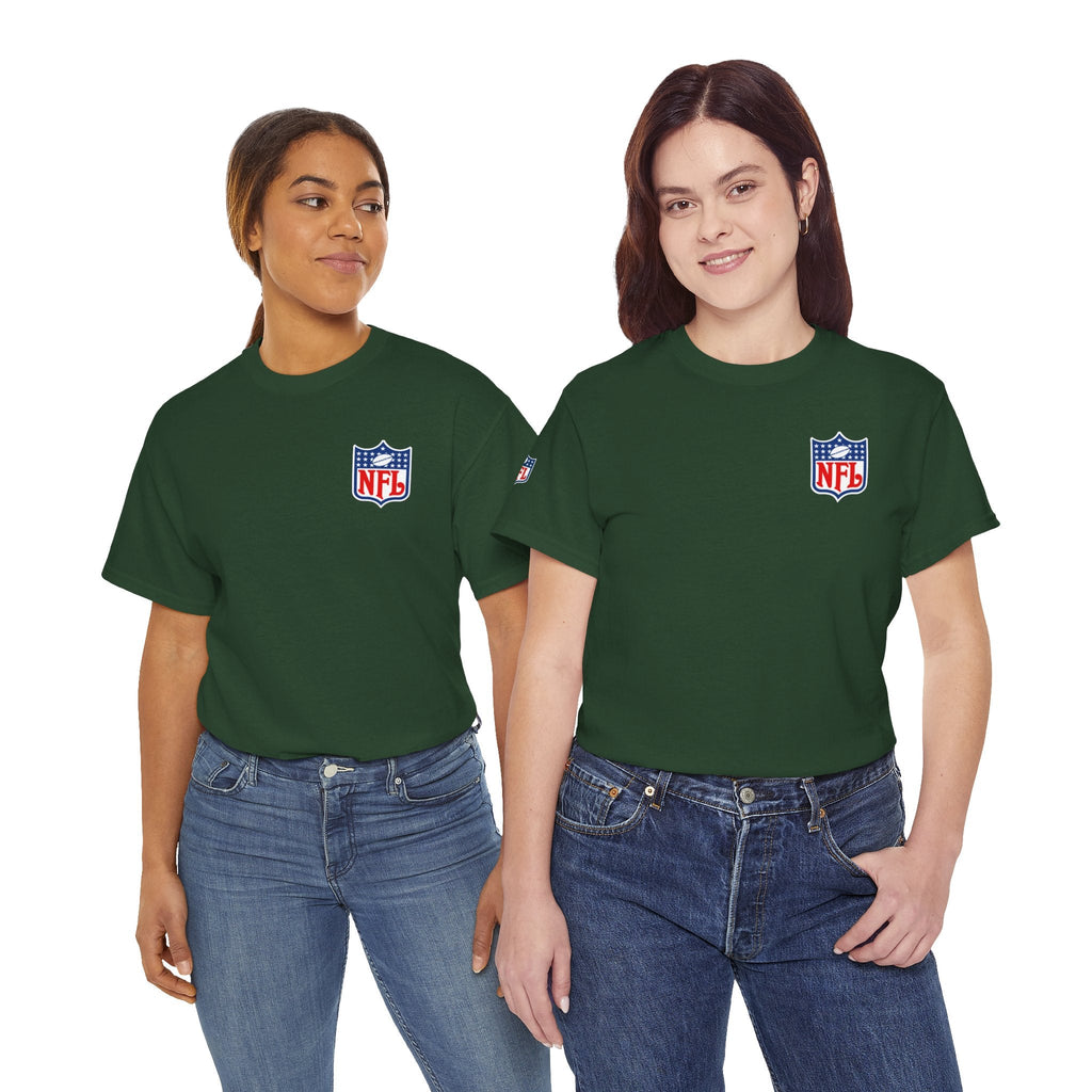 NFL Shield Black T‑Shirt Small Chest & Sleeve Logo Football Tee - Etna Gift