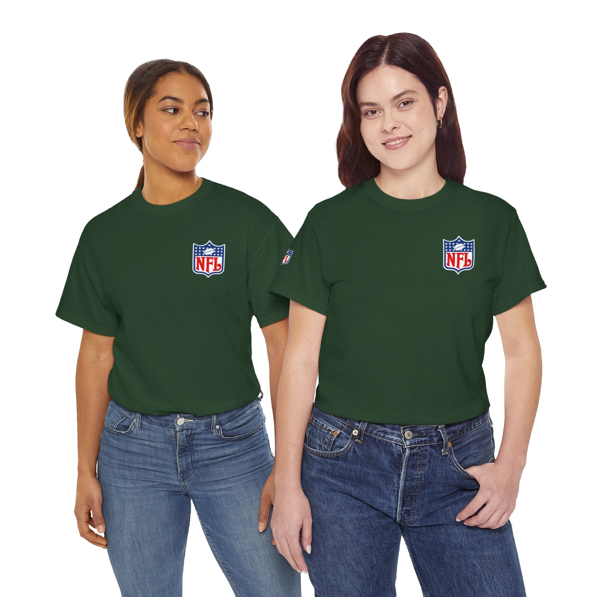 NFL Shield Black T‑Shirt Small Chest & Sleeve Logo Football Tee - Etna Gift