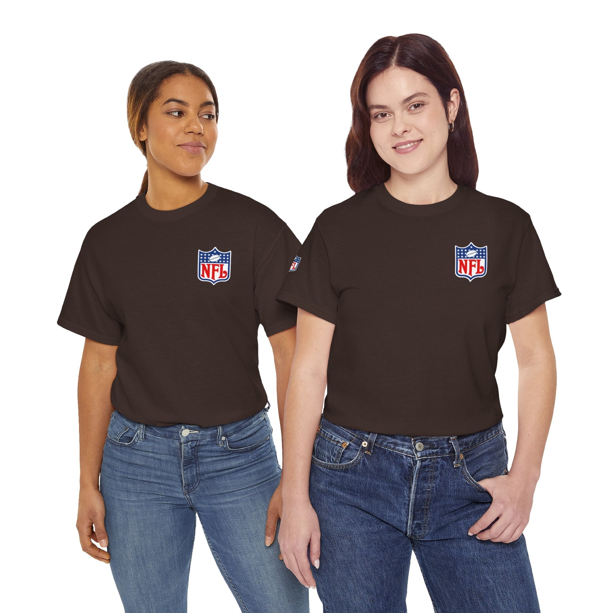 NFL Shield Black T‑Shirt Small Chest & Sleeve Logo Football Tee - Etna Gift