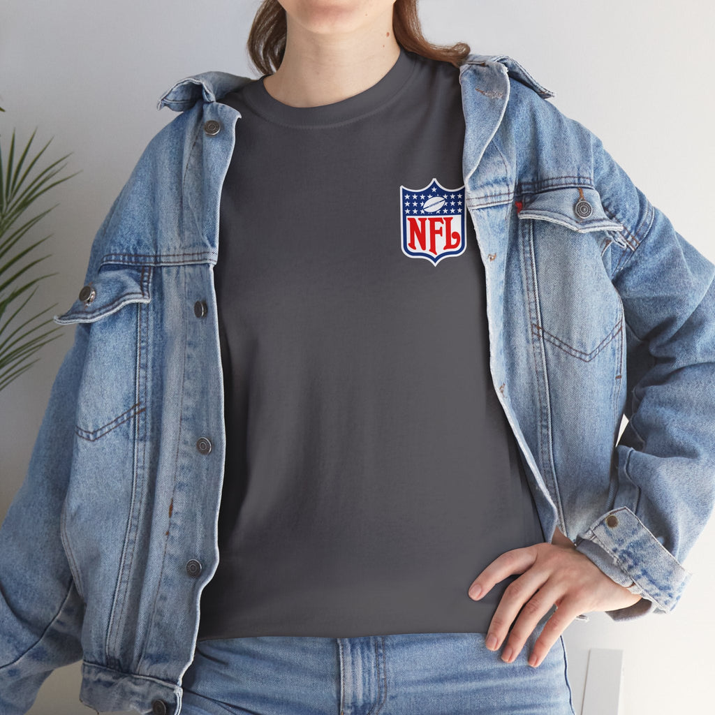 NFL Shield Black T‑Shirt Small Chest & Sleeve Logo Football Tee - Etna Gift