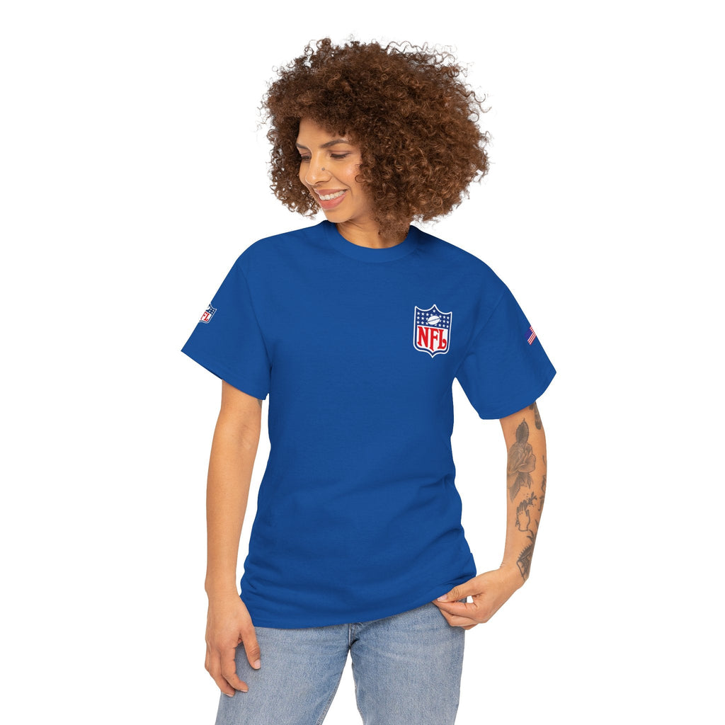 NFL Shield Black T‑Shirt Small Chest & Sleeve Logo Football Tee - Etna Gift
