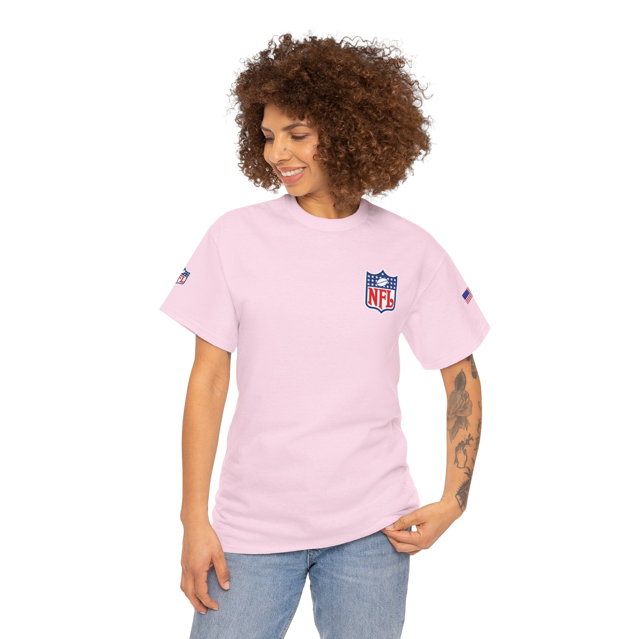 NFL Shield Black T‑Shirt Small Chest & Sleeve Logo Football Tee - Etna Gift