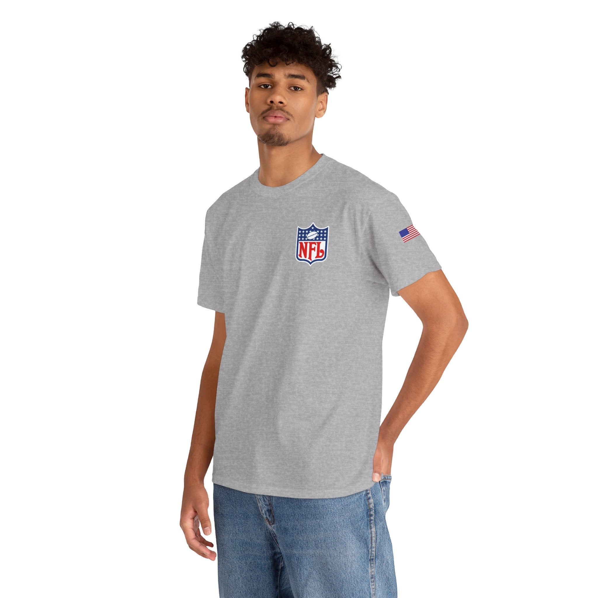 NFL Shield Black T‑Shirt Small Chest & Sleeve Logo Football Tee - Etna Gift