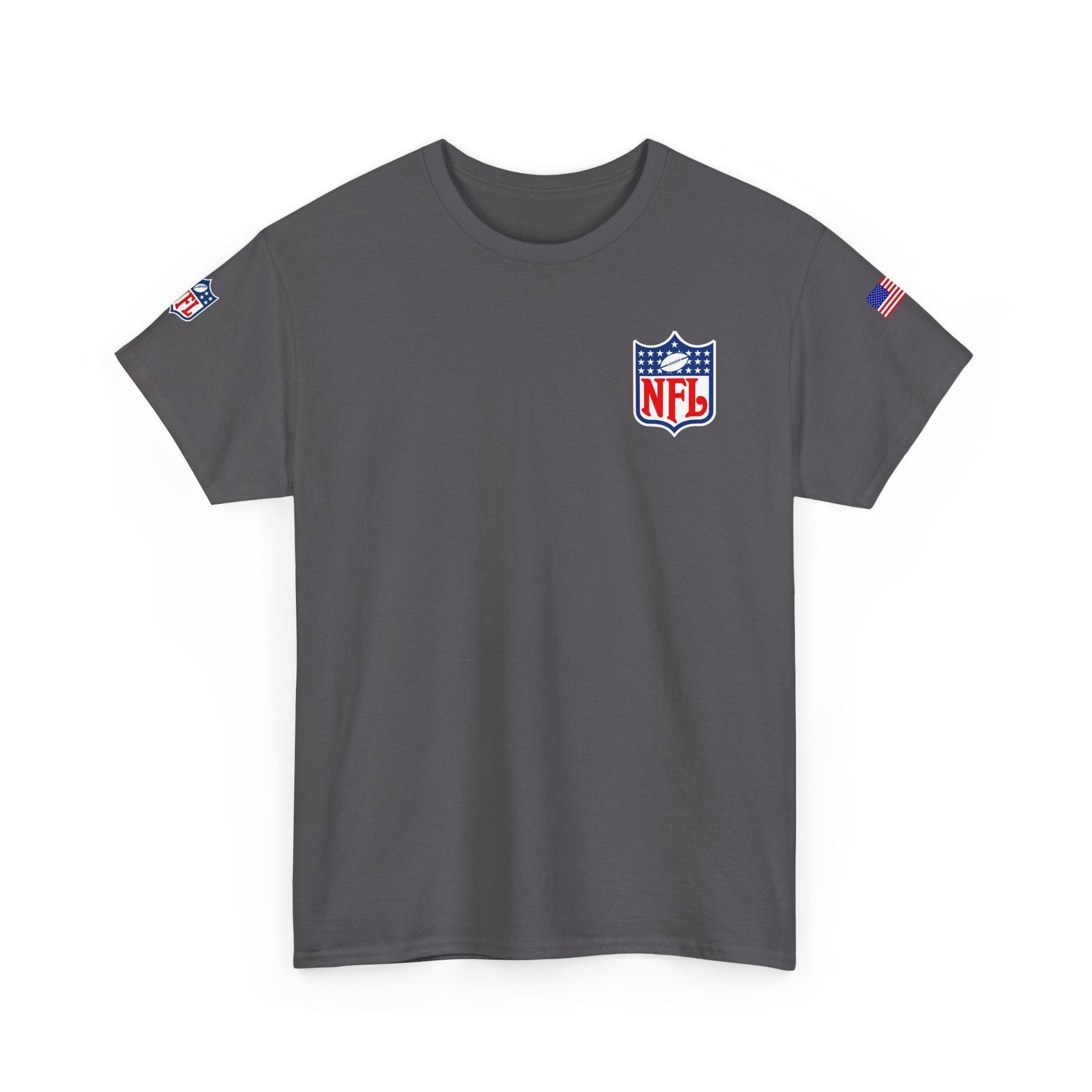 NFL Shield Black T‑Shirt Small Chest & Sleeve Logo Football Tee - Etna Gift
