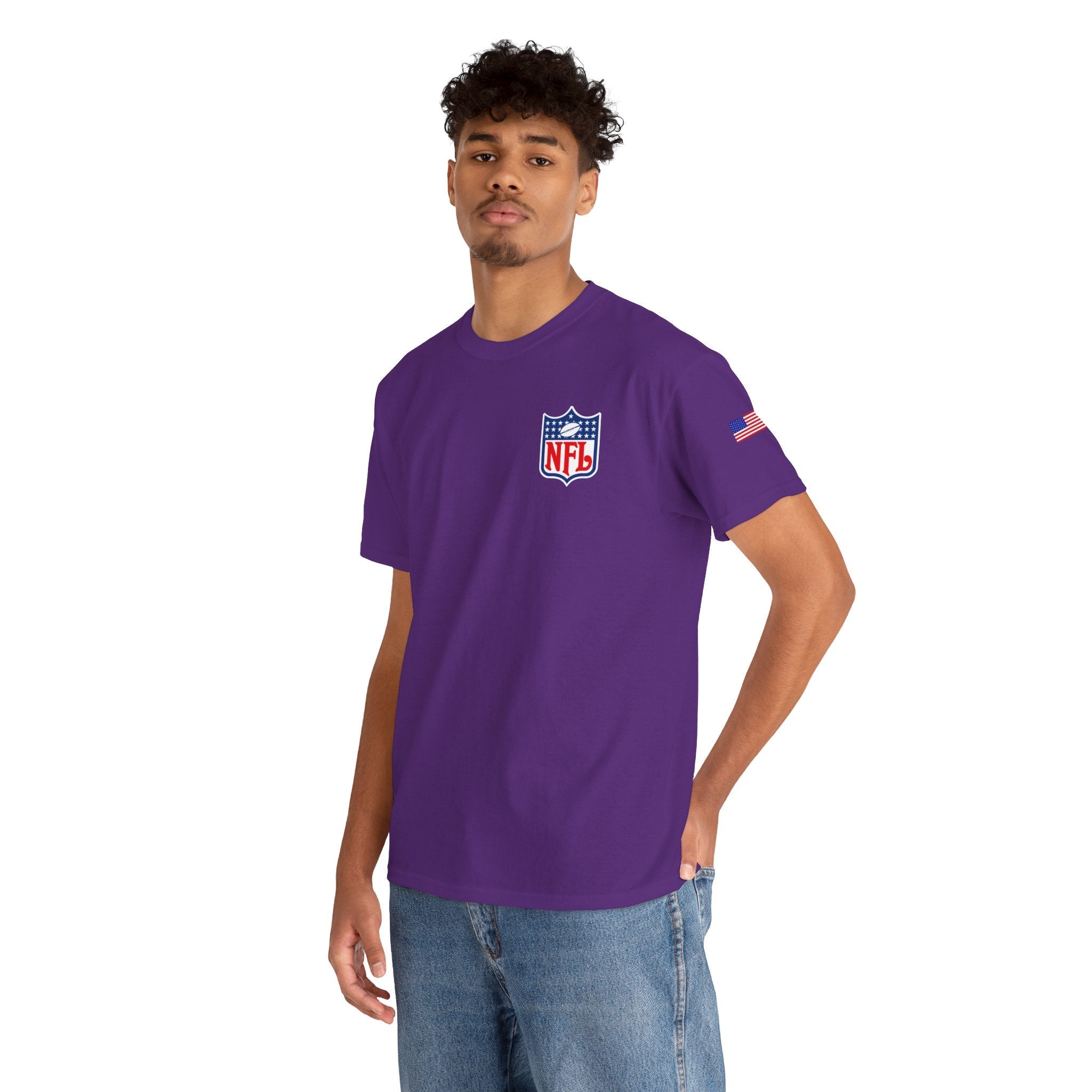 NFL Shield Black T‑Shirt Small Chest & Sleeve Logo Football Tee - Etna Gift