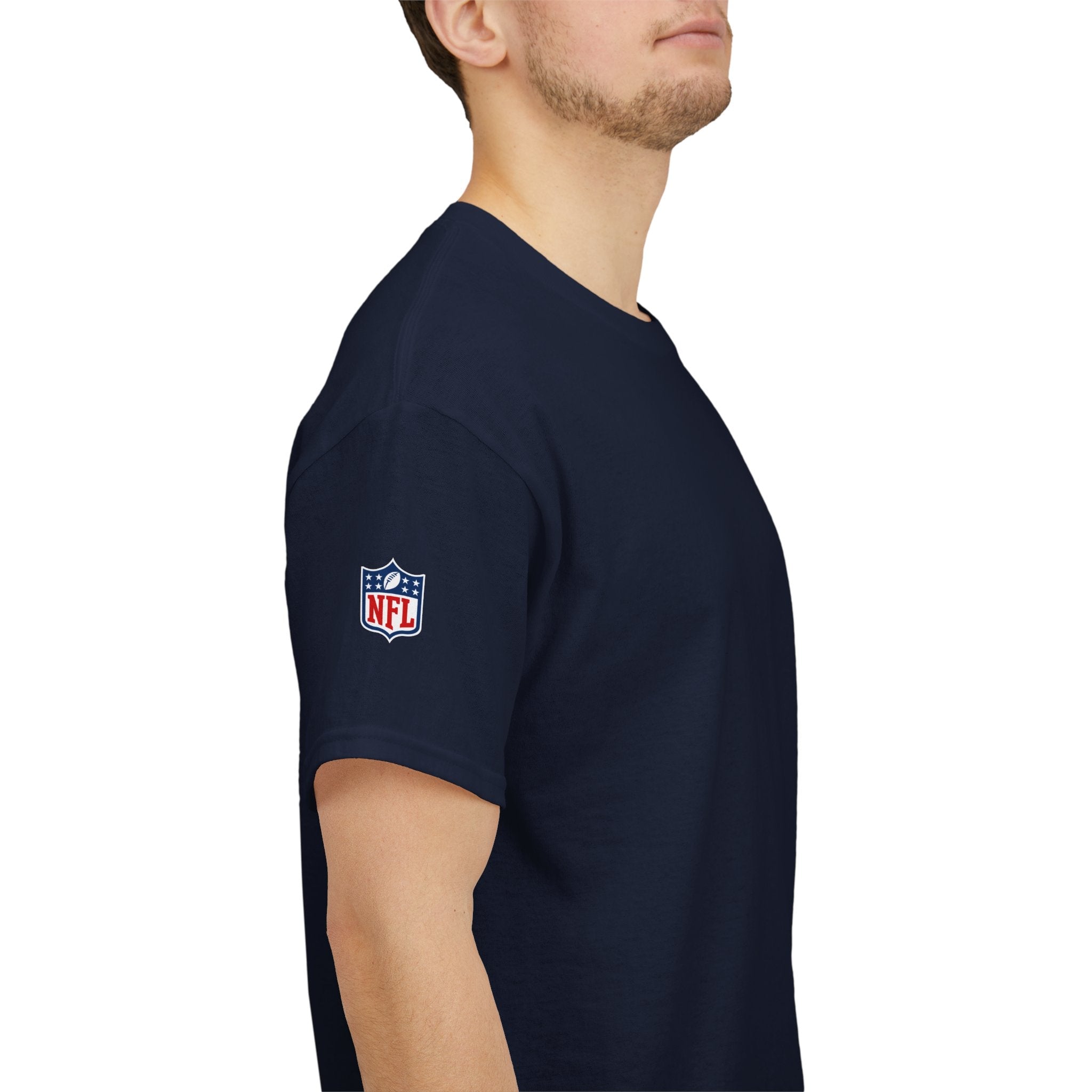 NFL Shield Black T‑Shirt Small Chest & Sleeve Logo Football Tee - Etna Gift