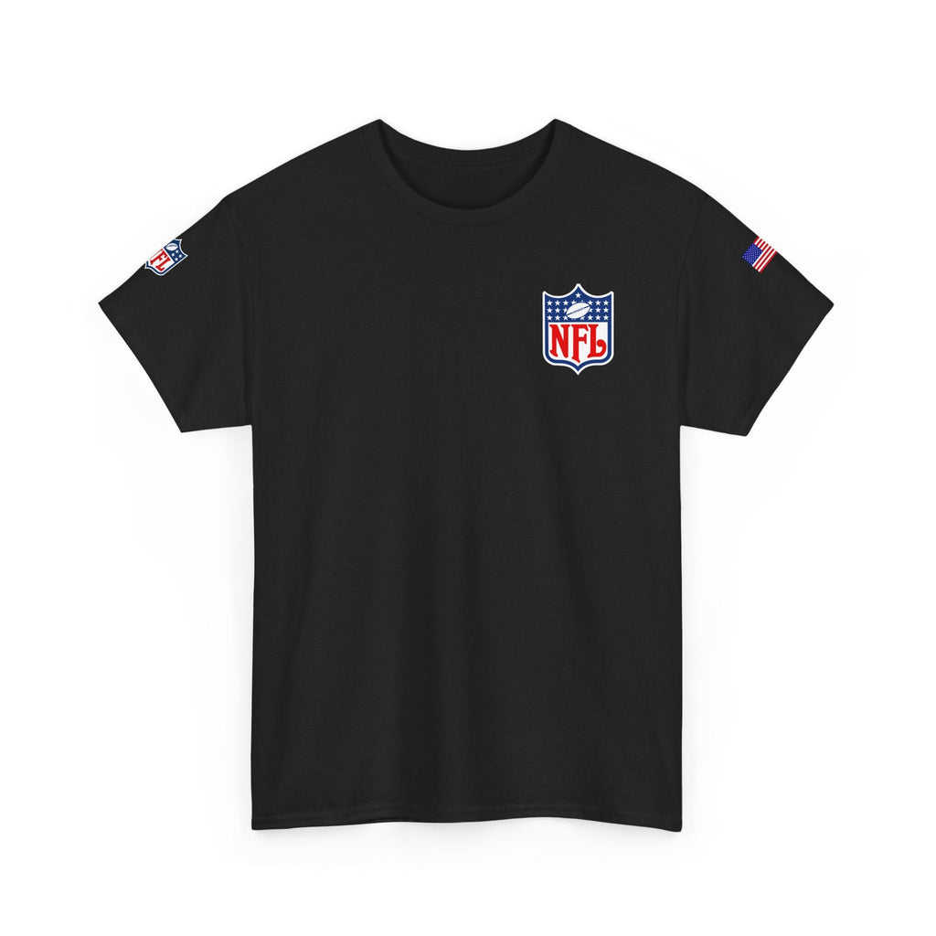 NFL Shield Black T‑Shirt Small Chest & Sleeve Logo Football Tee - Etna Gift