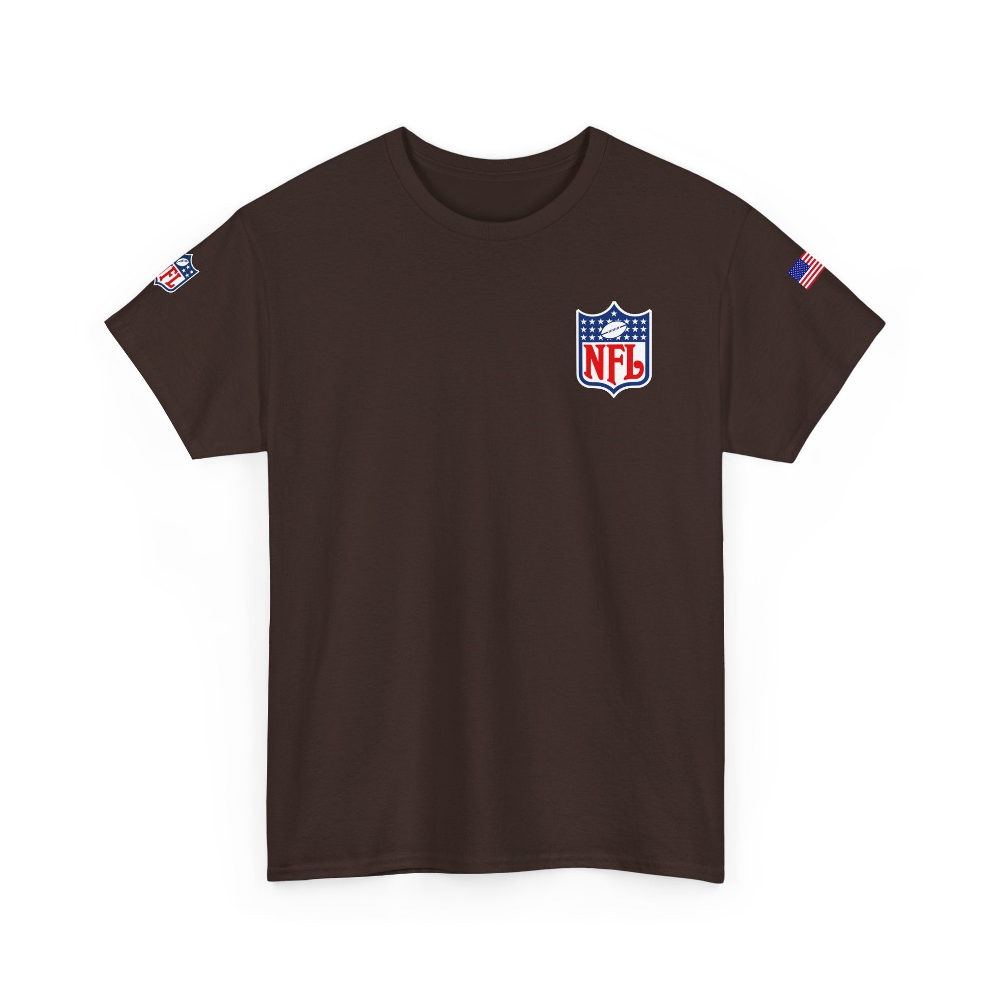 NFL Shield Black T‑Shirt Small Chest & Sleeve Logo Football Tee - Etna Gift