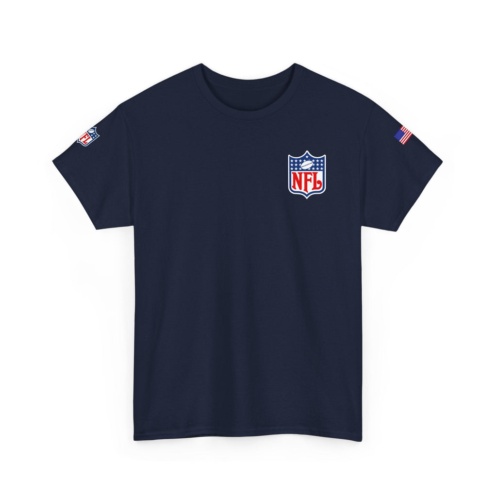 NFL Shield Black T‑Shirt Small Chest & Sleeve Logo Football Tee - Etna Gift