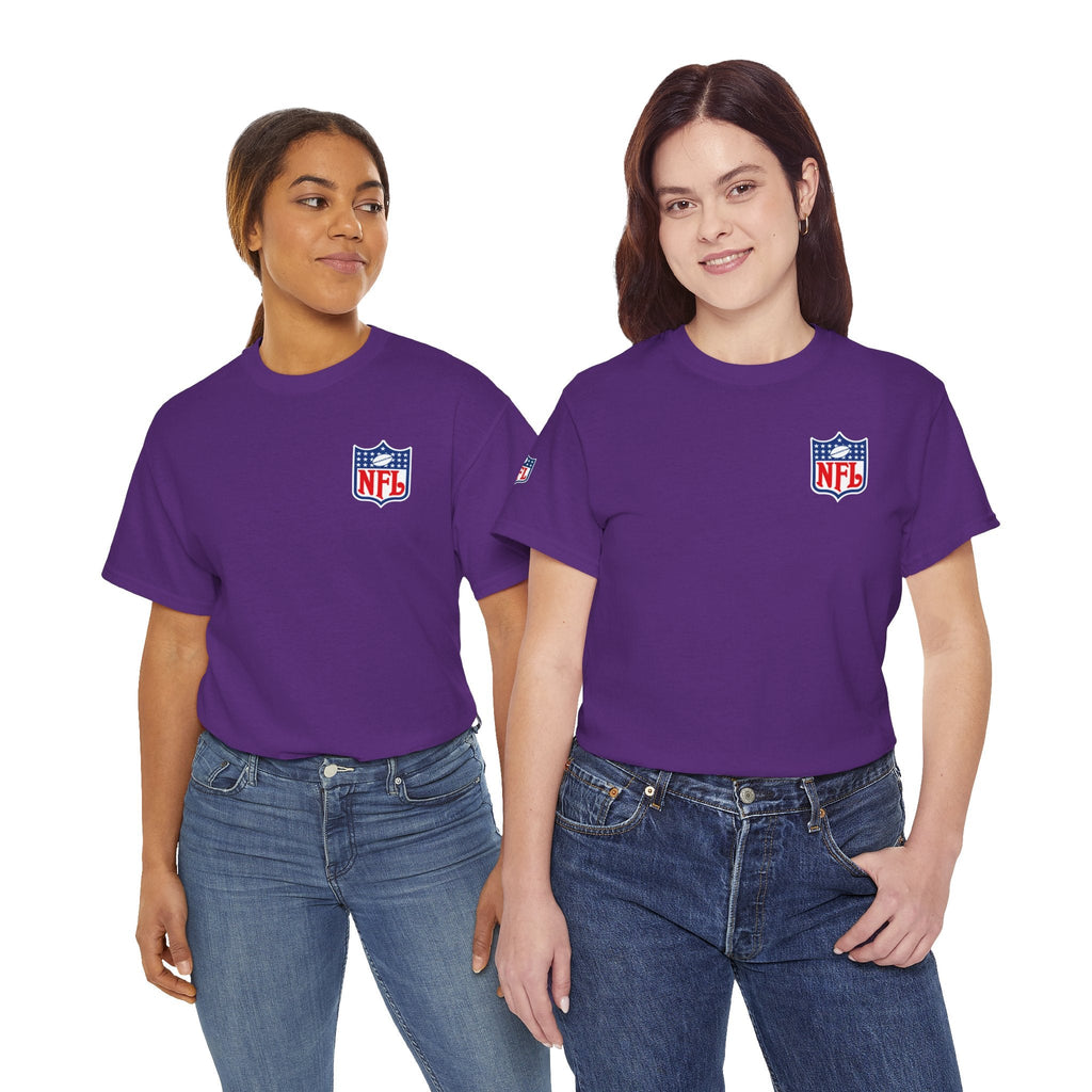 NFL Shield Black T‑Shirt Small Chest & Sleeve Logo Football Tee - Etna Gift