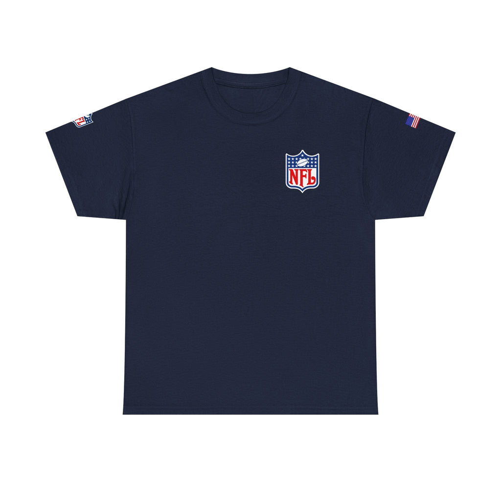 NFL Shield Black T‑Shirt Small Chest & Sleeve Logo Football Tee - Etna Gift
