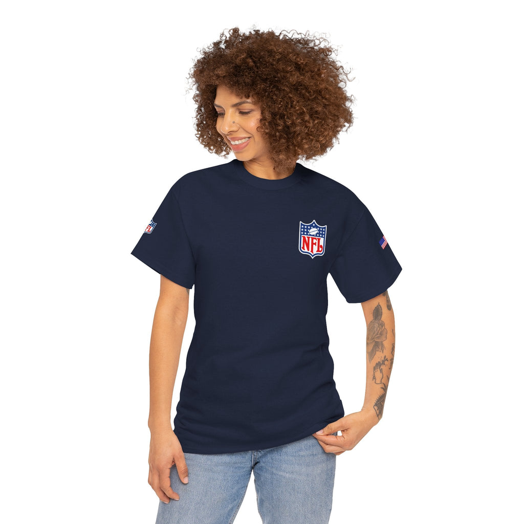 NFL Shield Black T‑Shirt Small Chest & Sleeve Logo Football Tee - Etna Gift