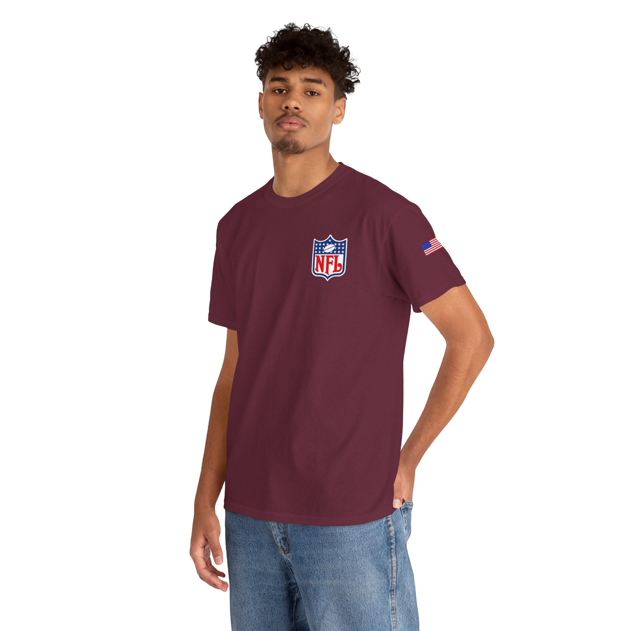 NFL Shield Black T‑Shirt Small Chest & Sleeve Logo Football Tee - Etna Gift