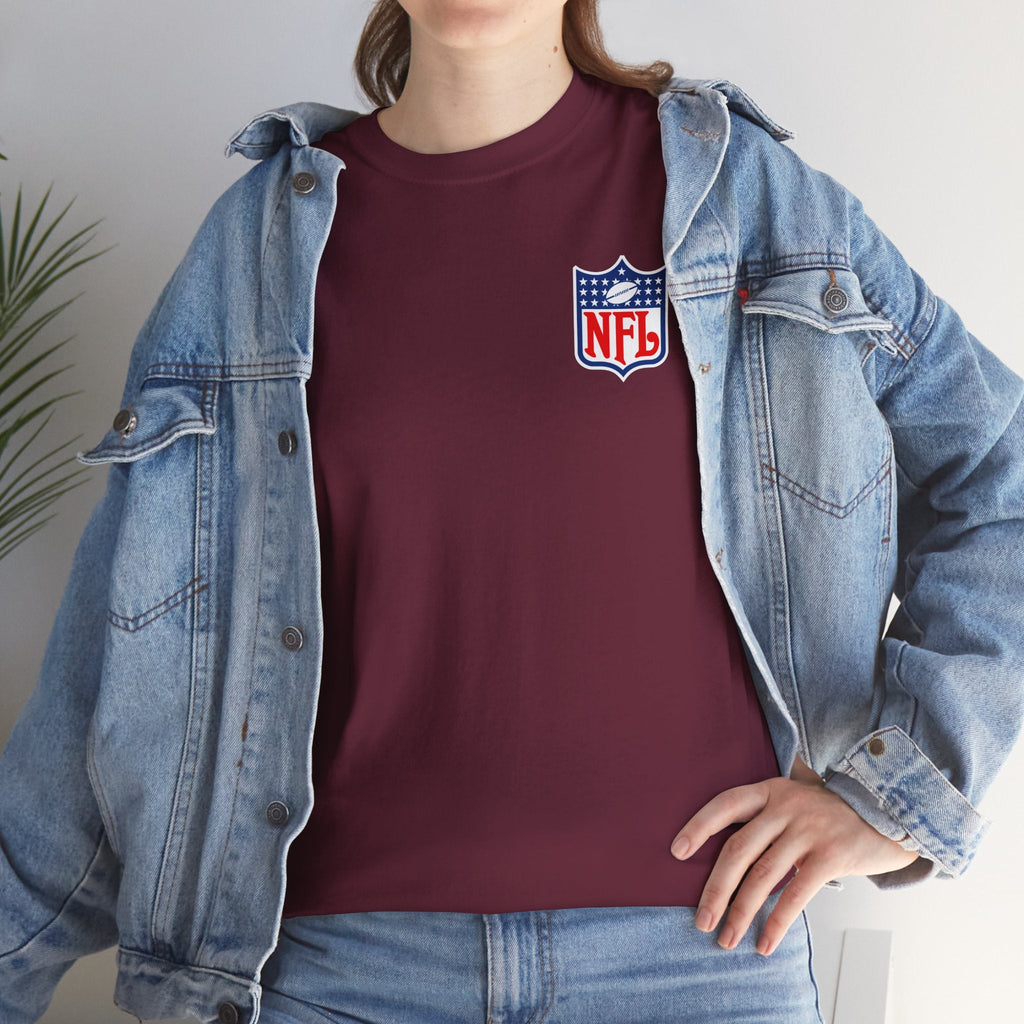 NFL Shield Black T‑Shirt Small Chest & Sleeve Logo Football Tee - Etna Gift