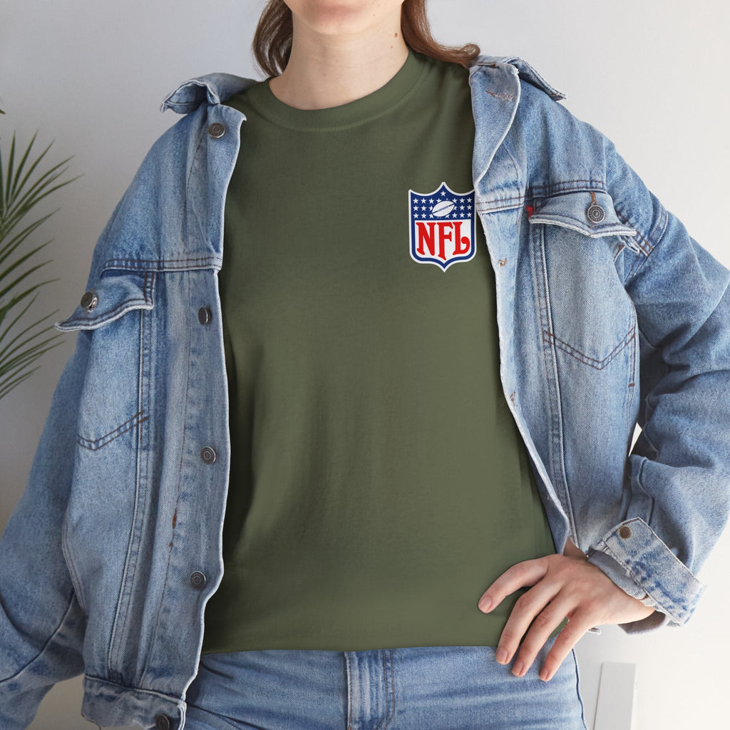 NFL Shield Black T‑Shirt Small Chest & Sleeve Logo Football Tee - Etna Gift