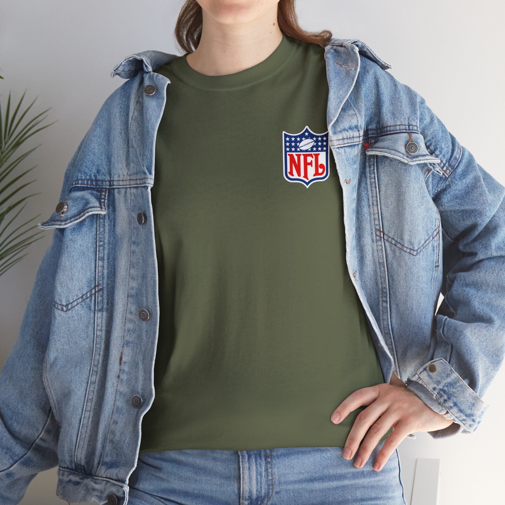 NFL Shield Black T‑Shirt Small Chest & Sleeve Logo Football Tee - Etna Gift