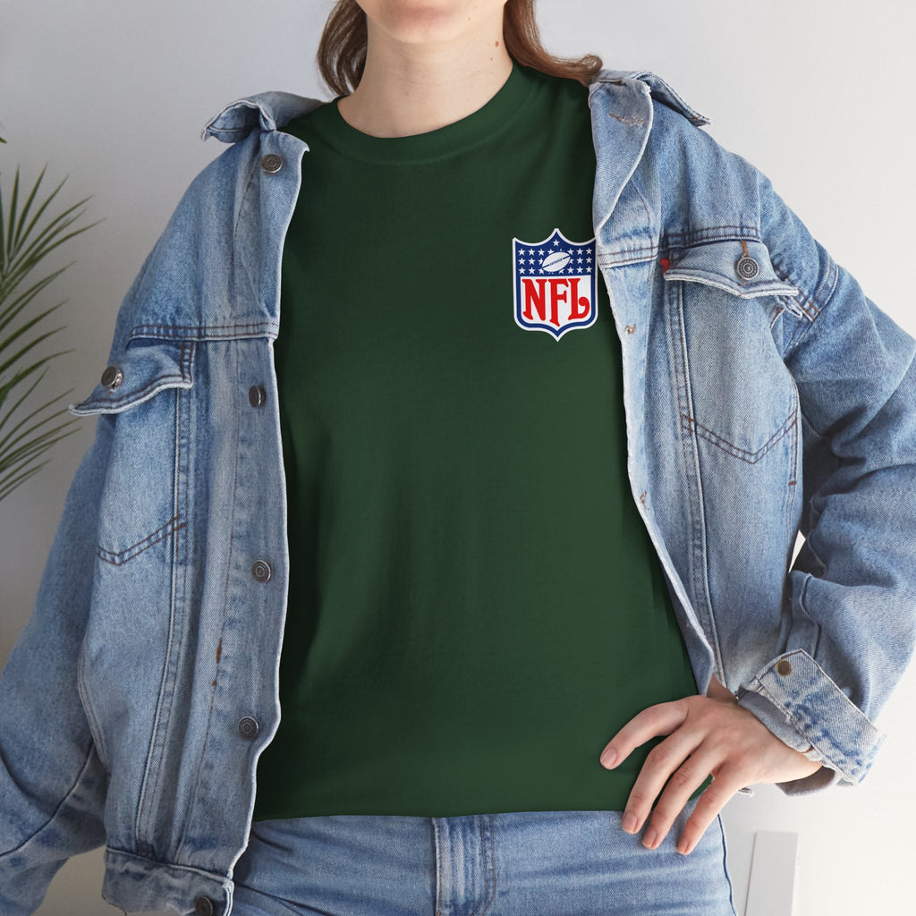 NFL Shield Black T‑Shirt Small Chest & Sleeve Logo Football Tee - Etna Gift