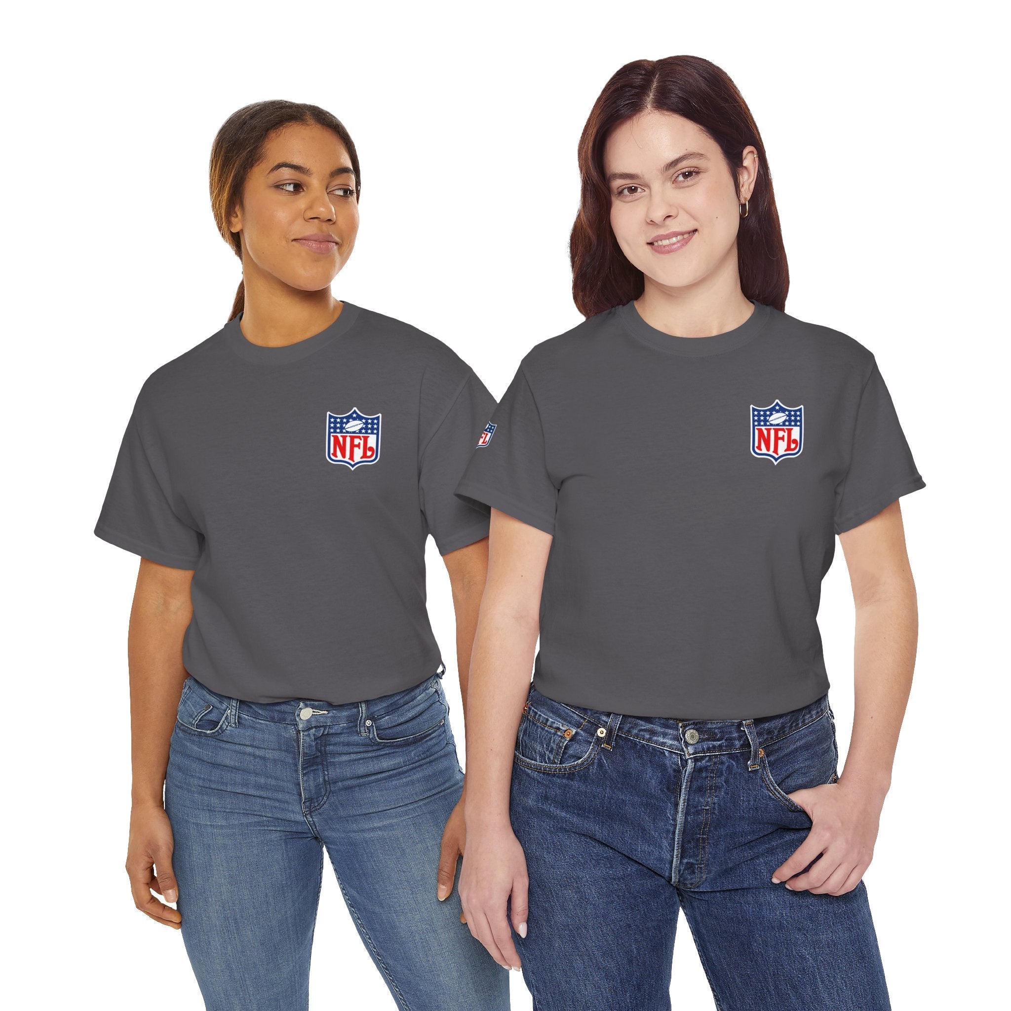 NFL Shield Black T‑Shirt Small Chest & Sleeve Logo Football Tee - Etna Gift