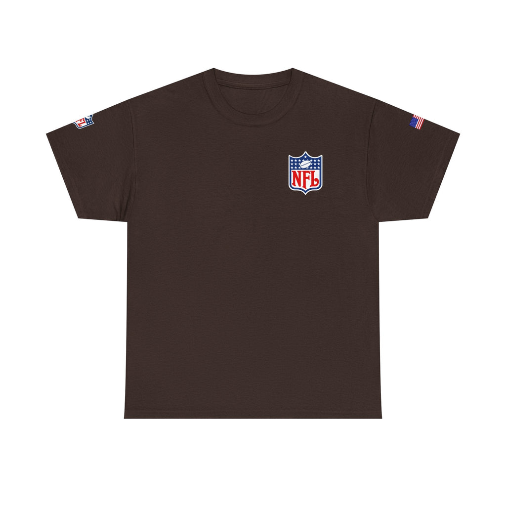 NFL Shield Black T‑Shirt Small Chest & Sleeve Logo Football Tee - Etna Gift
