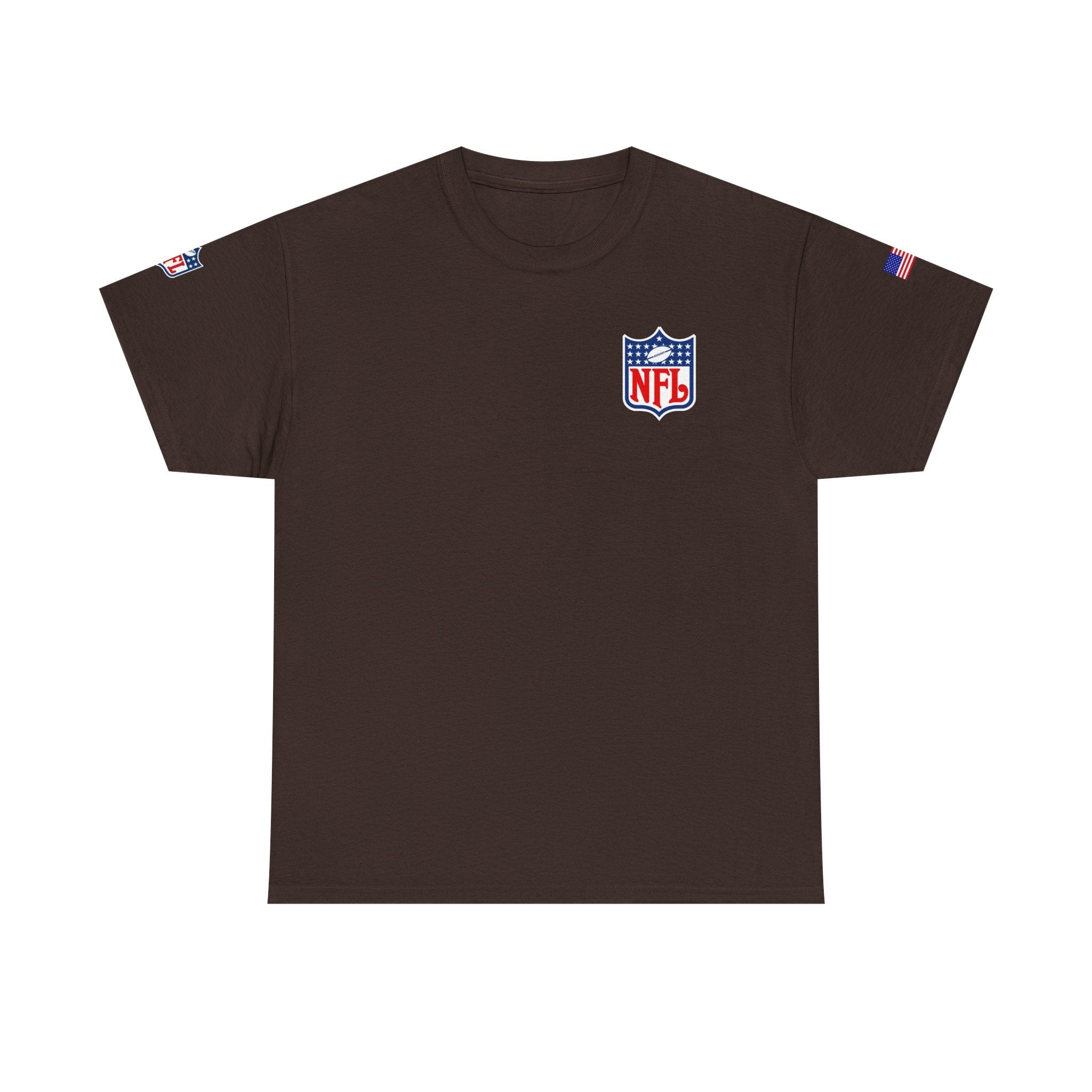 NFL Shield Black T‑Shirt Small Chest & Sleeve Logo Football Tee - Etna Gift