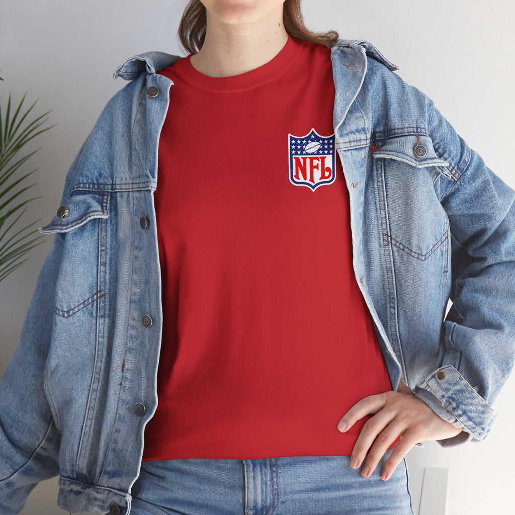 NFL Shield Black T‑Shirt Small Chest & Sleeve Logo Football Tee - Etna Gift