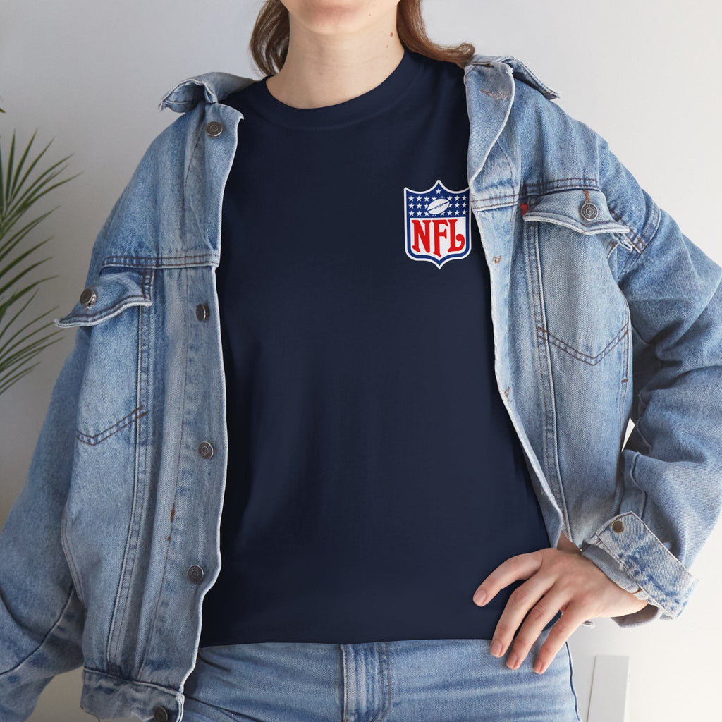 NFL Shield Black T‑Shirt Small Chest & Sleeve Logo Football Tee - Etna Gift