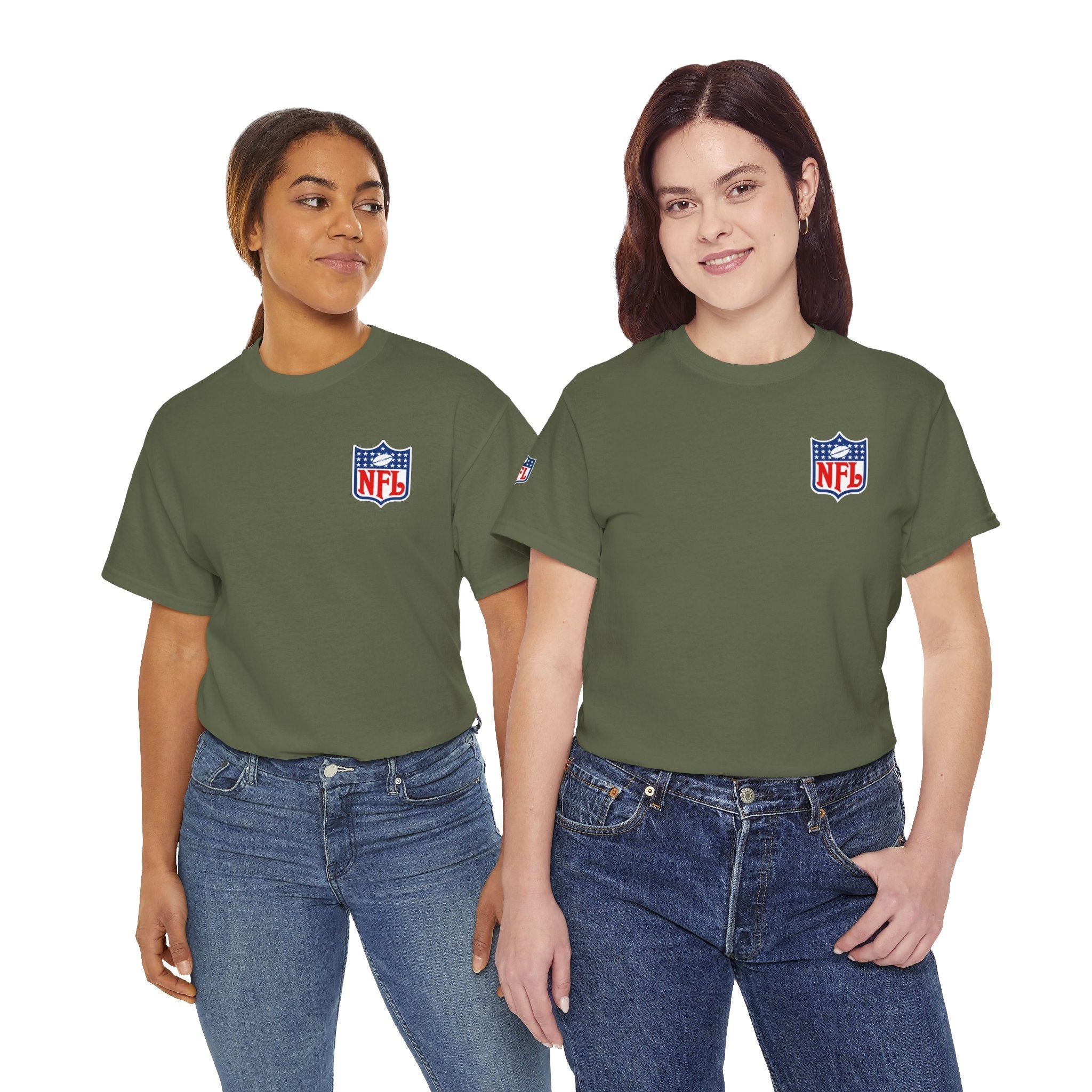 NFL Shield Black T‑Shirt Small Chest & Sleeve Logo Football Tee - Etna Gift
