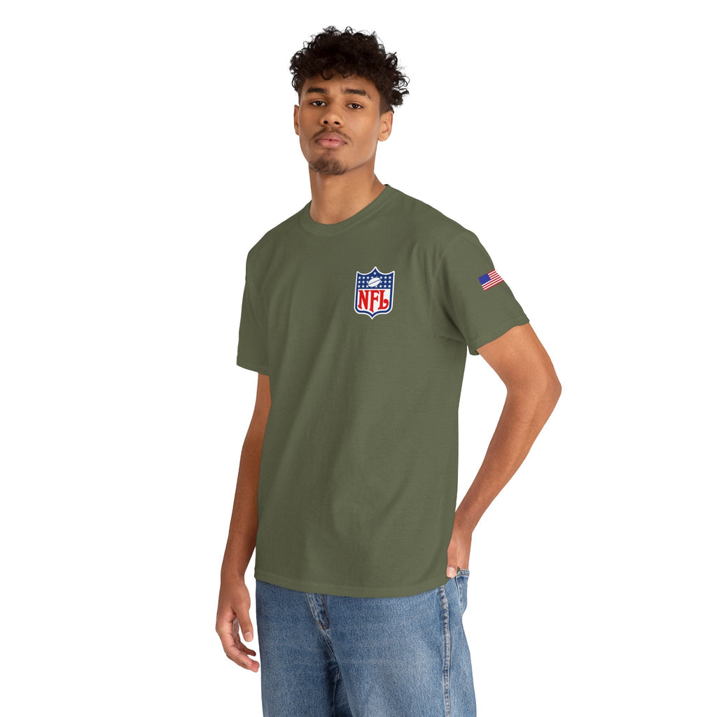 NFL Shield Black T‑Shirt Small Chest & Sleeve Logo Football Tee - Etna Gift
