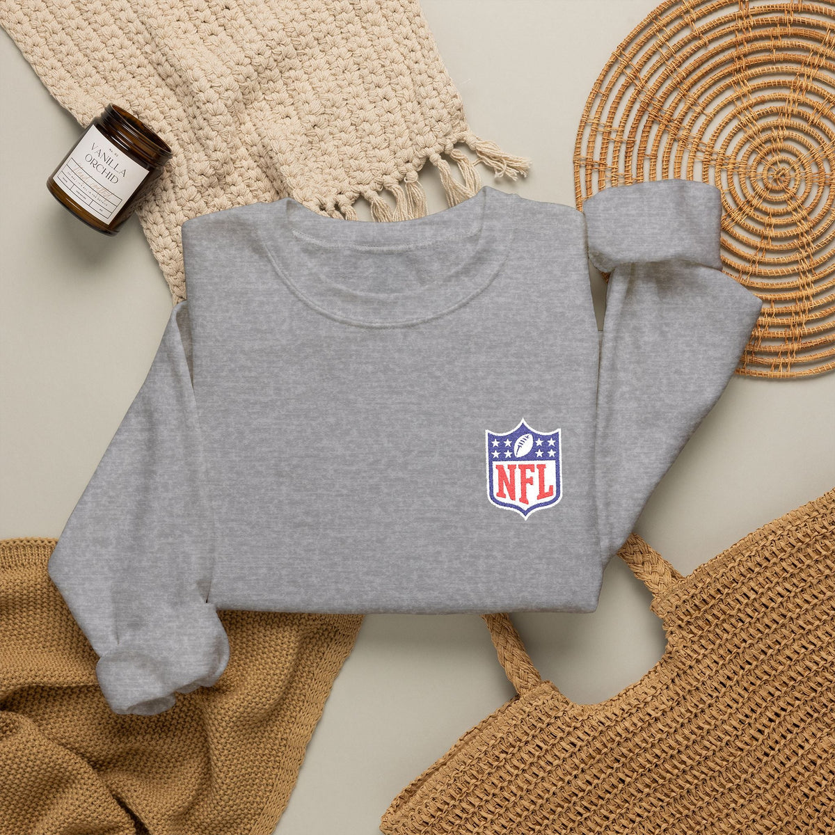 NFL Shield Embroidered Crewneck Sweatshirt - Etna Gift