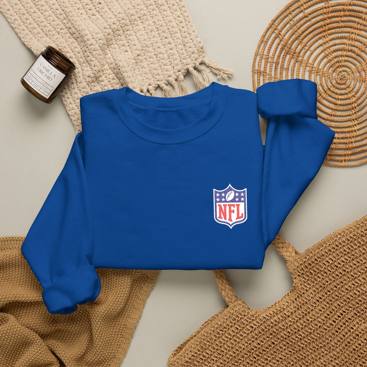 NFL Shield Embroidered Crewneck Sweatshirt - Etna Gift