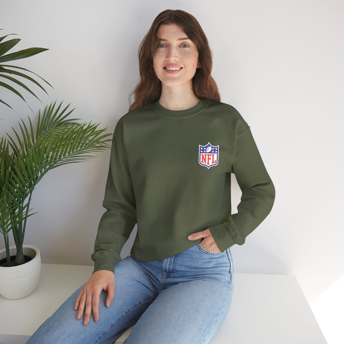 NFL Shield Embroidered Crewneck Sweatshirt - Etna Gift