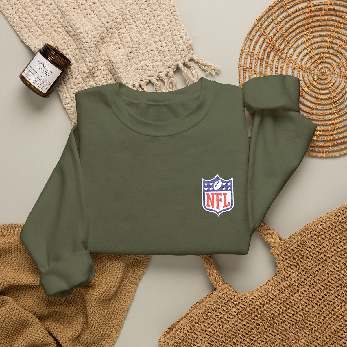 NFL Shield Embroidered Crewneck Sweatshirt - Etna Gift