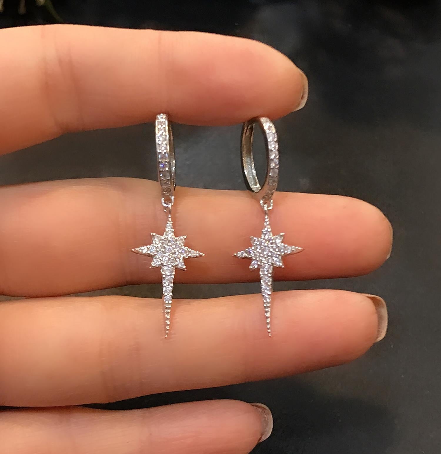 North Star Earrings – 925 Sterling Silver North Star Earrings - Etna Gift