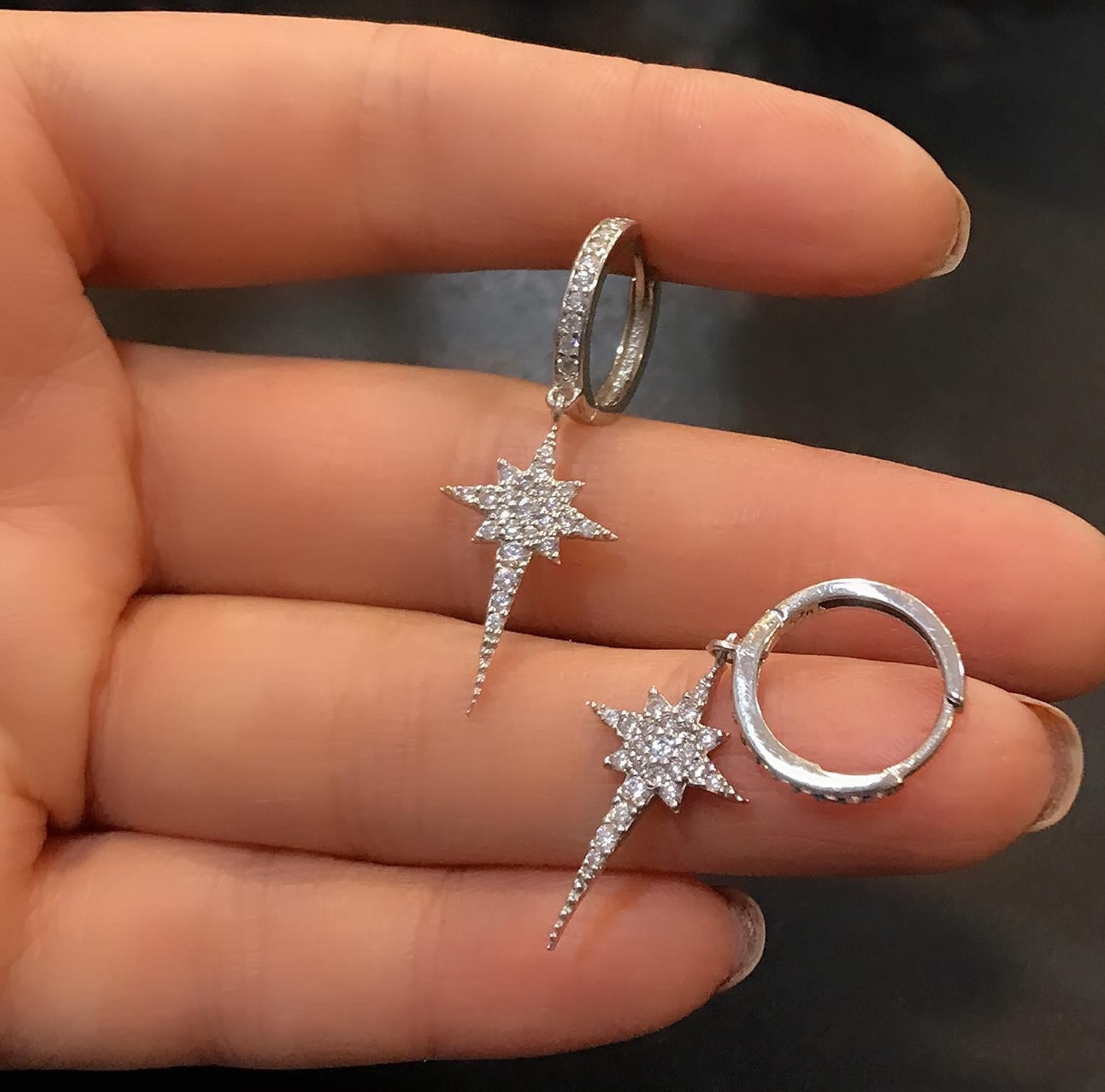 North Star Earrings – 925 Sterling Silver North Star Earrings - Etna Gift