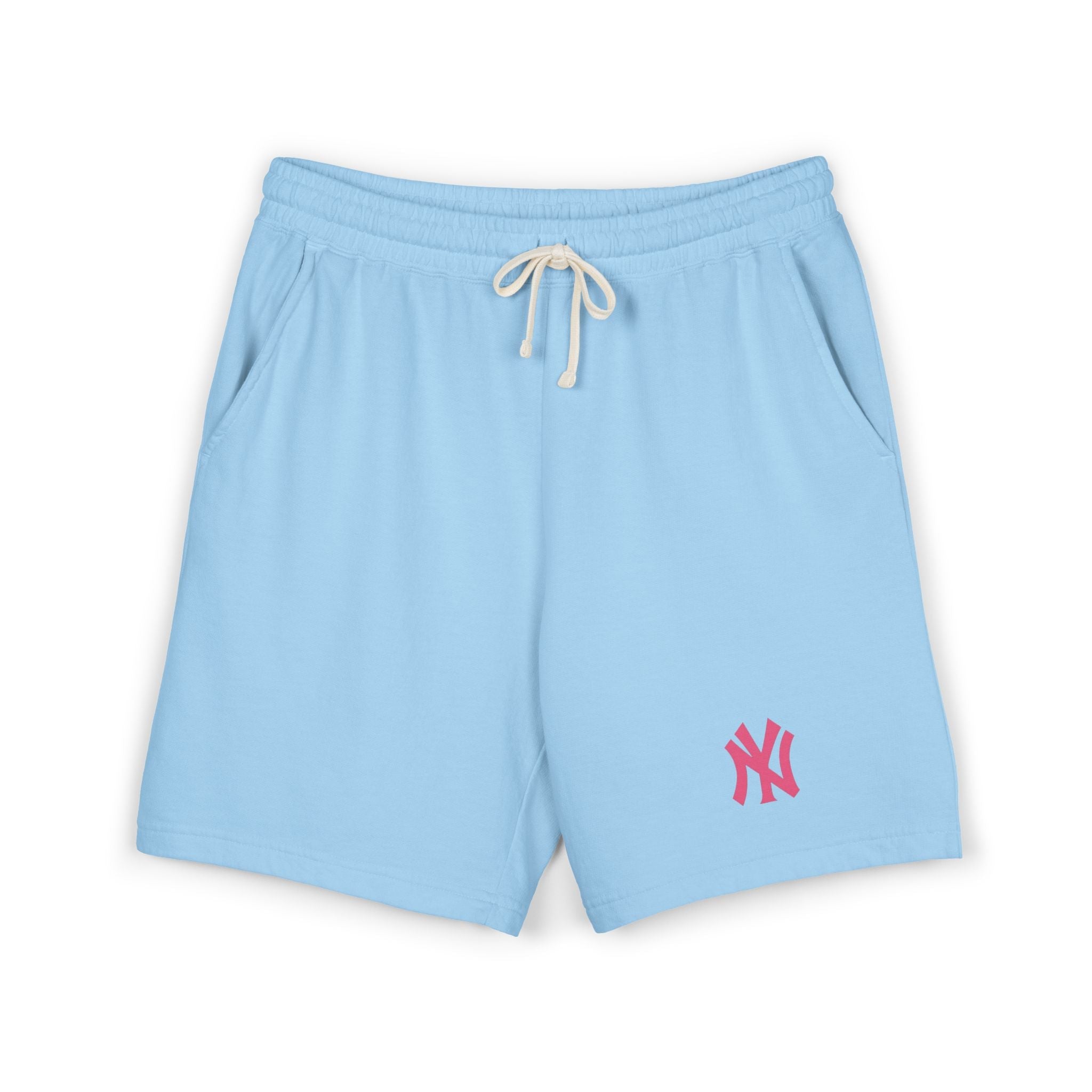 NY Logo Fleece Sweat Shorts Garment - Dyed Lightweight Lounge Shorts - Etna Gift