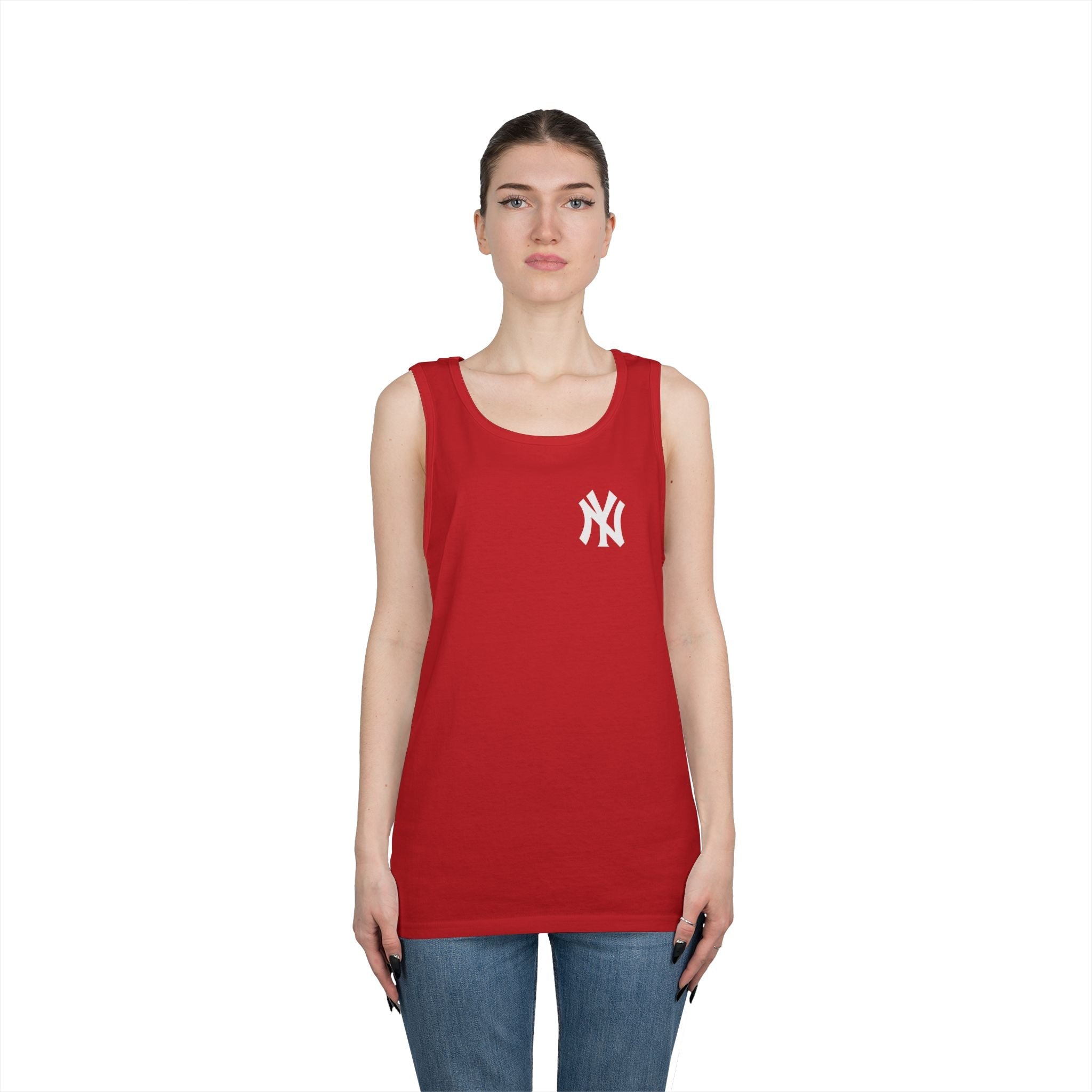 NYC Brooklyn Tank Top Minimal Yankees Logo Front, Red NYC Back Streetwear - Etna Gift