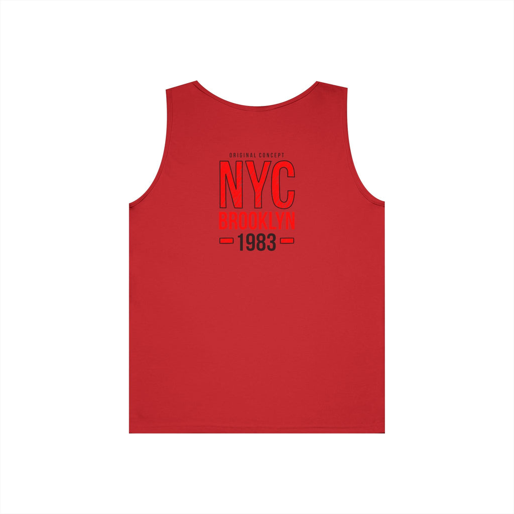 NYC Brooklyn Tank Top Minimal Yankees Logo Front, Red NYC Back Streetwear - Etna Gift