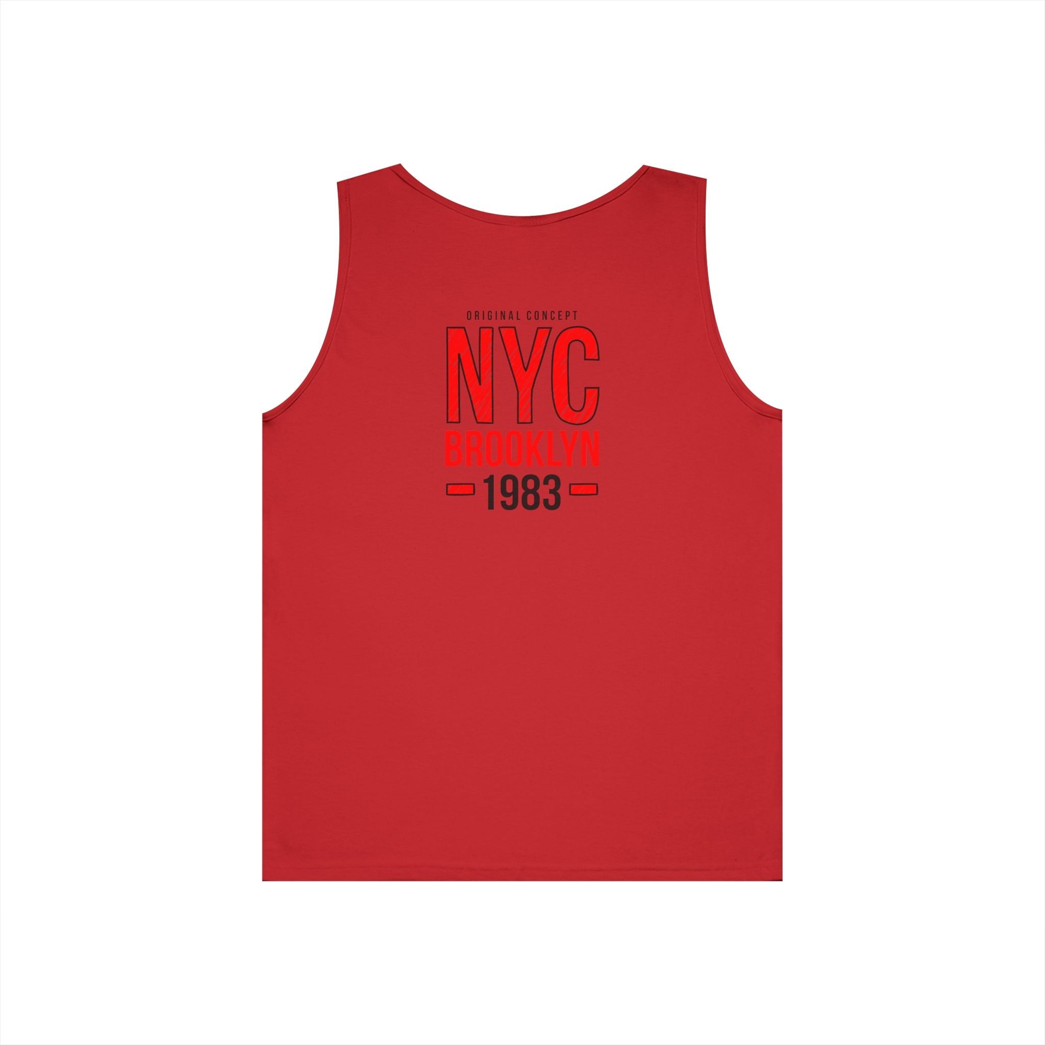 NYC Brooklyn Tank Top Minimal Yankees Logo Front, Red NYC Back Streetwear - Etna Gift