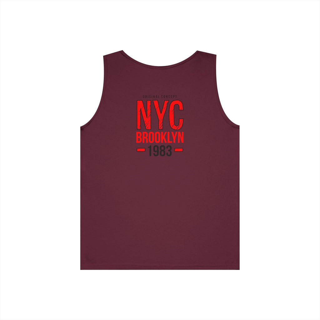 NYC Brooklyn Tank Top Minimal Yankees Logo Front, Red NYC Back Streetwear - Etna Gift