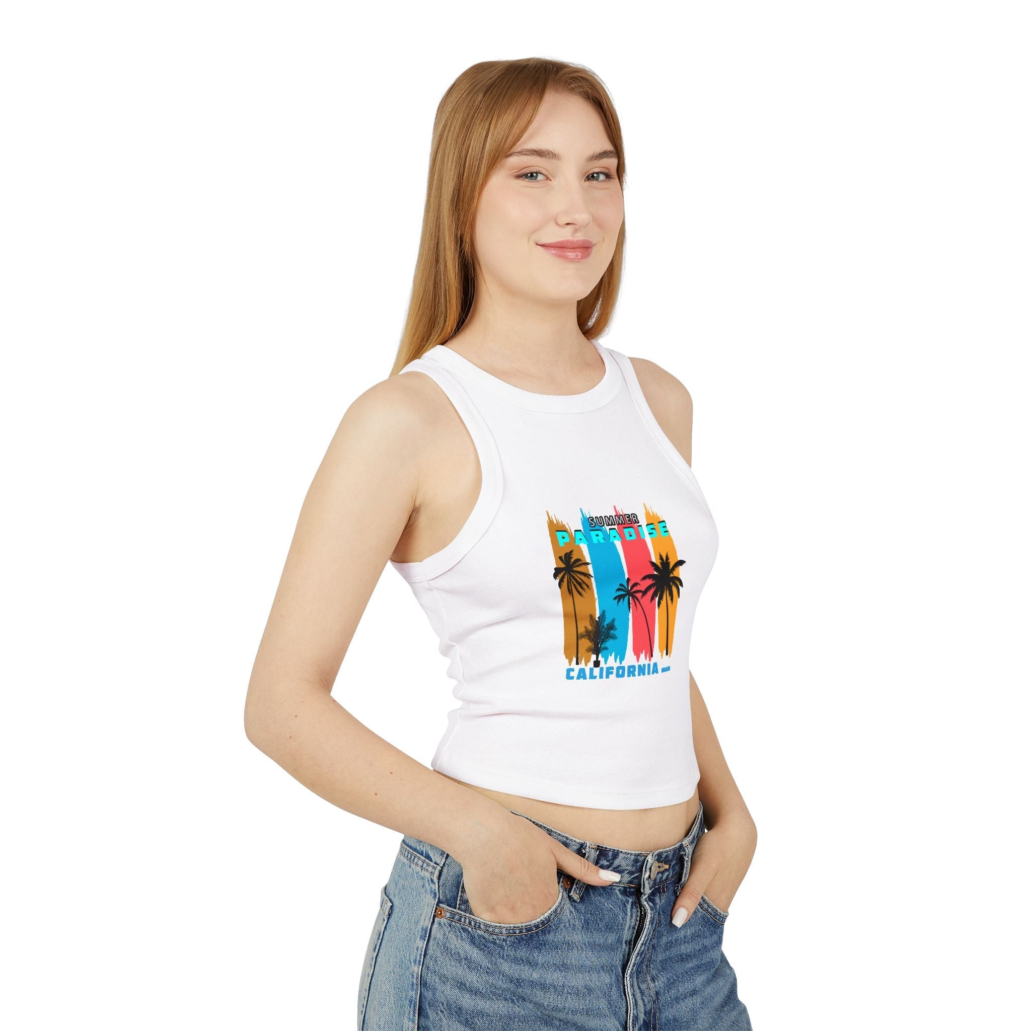 Paradise California Racer Tank — Women's Summer Crop Tank - Etna Gift