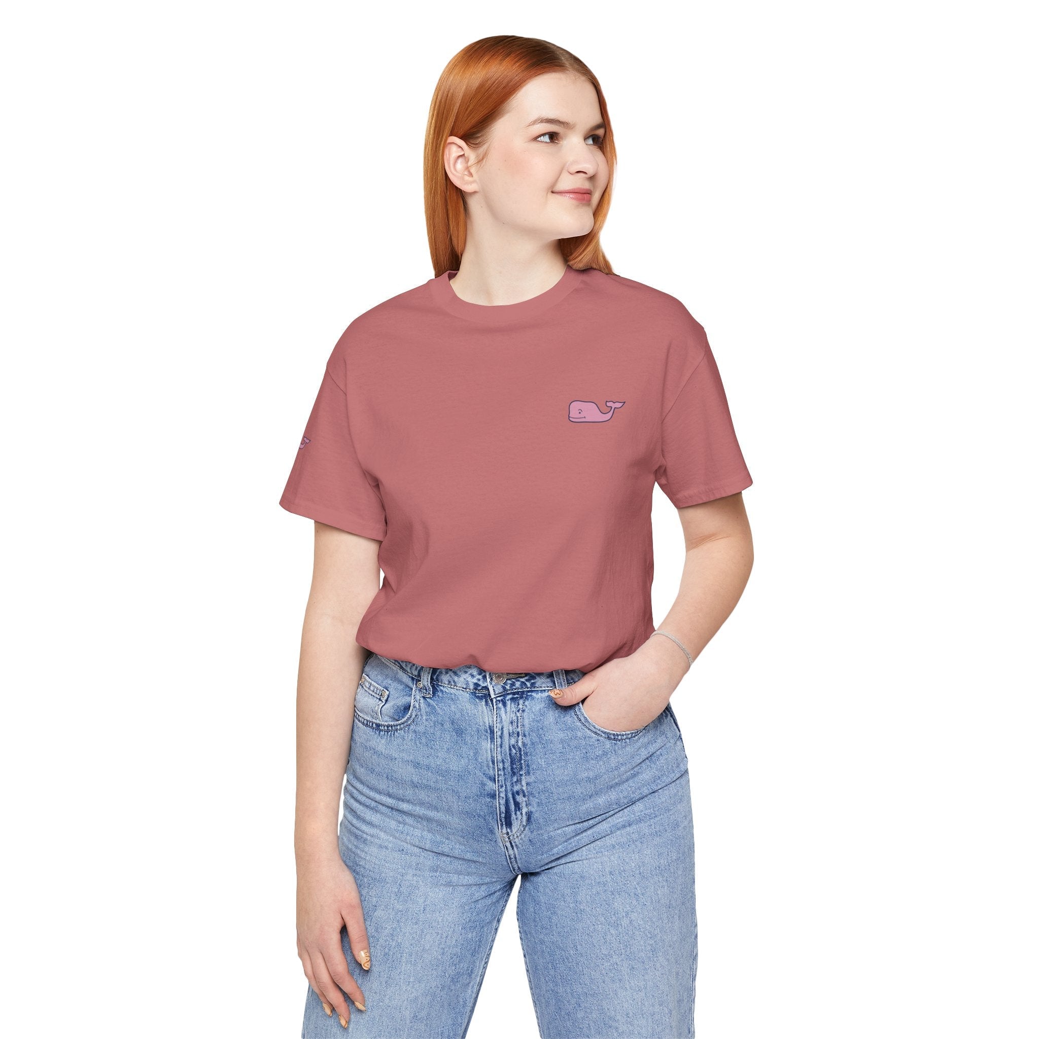 Pink Whale Graphic Tee Minimal Cute Whale T-Shirt - Etna Gift
