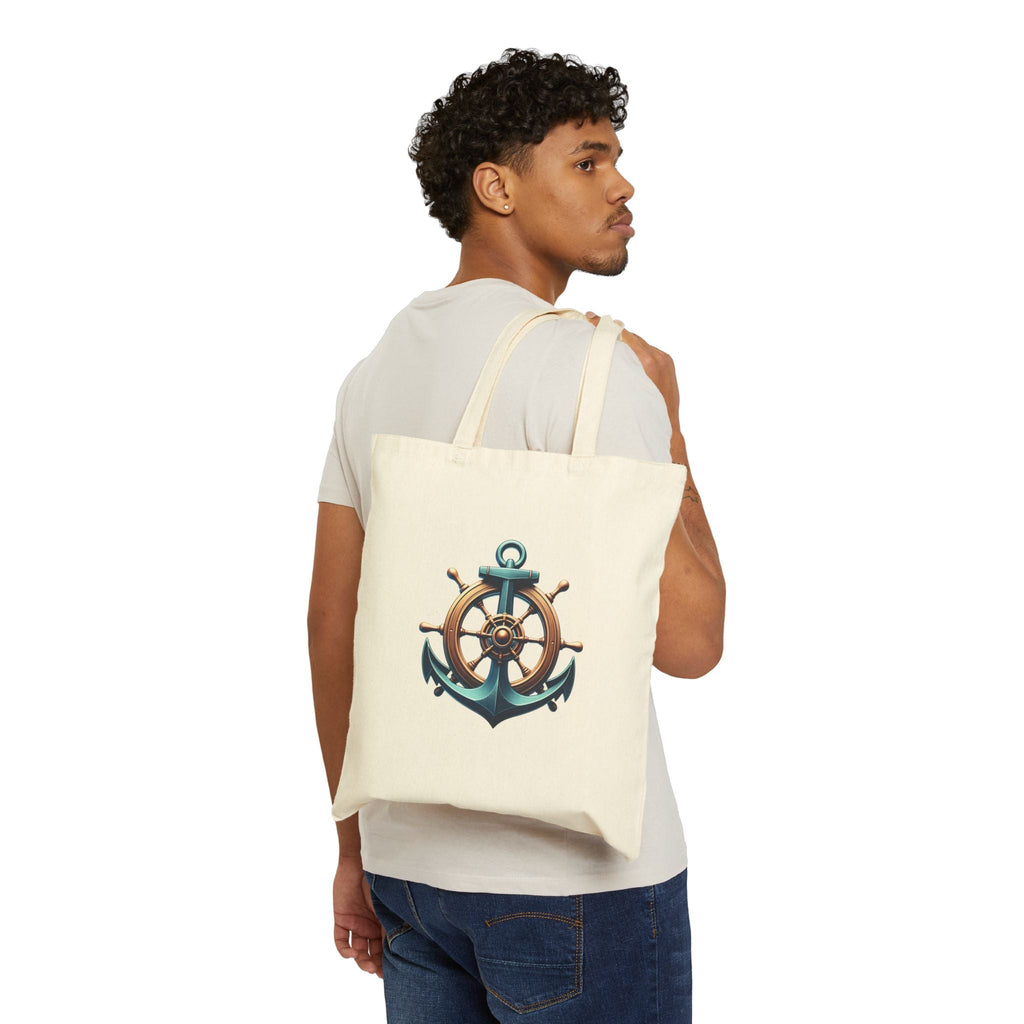 Pirate Skull & Anchor Canvas Tote Bag — Nautical Pirate Beach Shopping Tote - Etna Gift