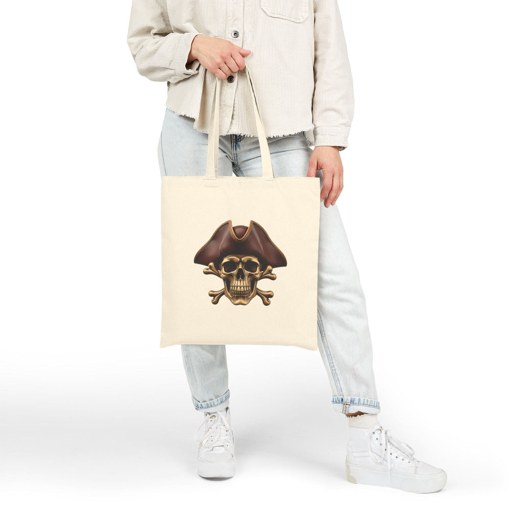 Pirate Skull & Anchor Canvas Tote Bag — Nautical Pirate Beach Shopping Tote - Etna Gift