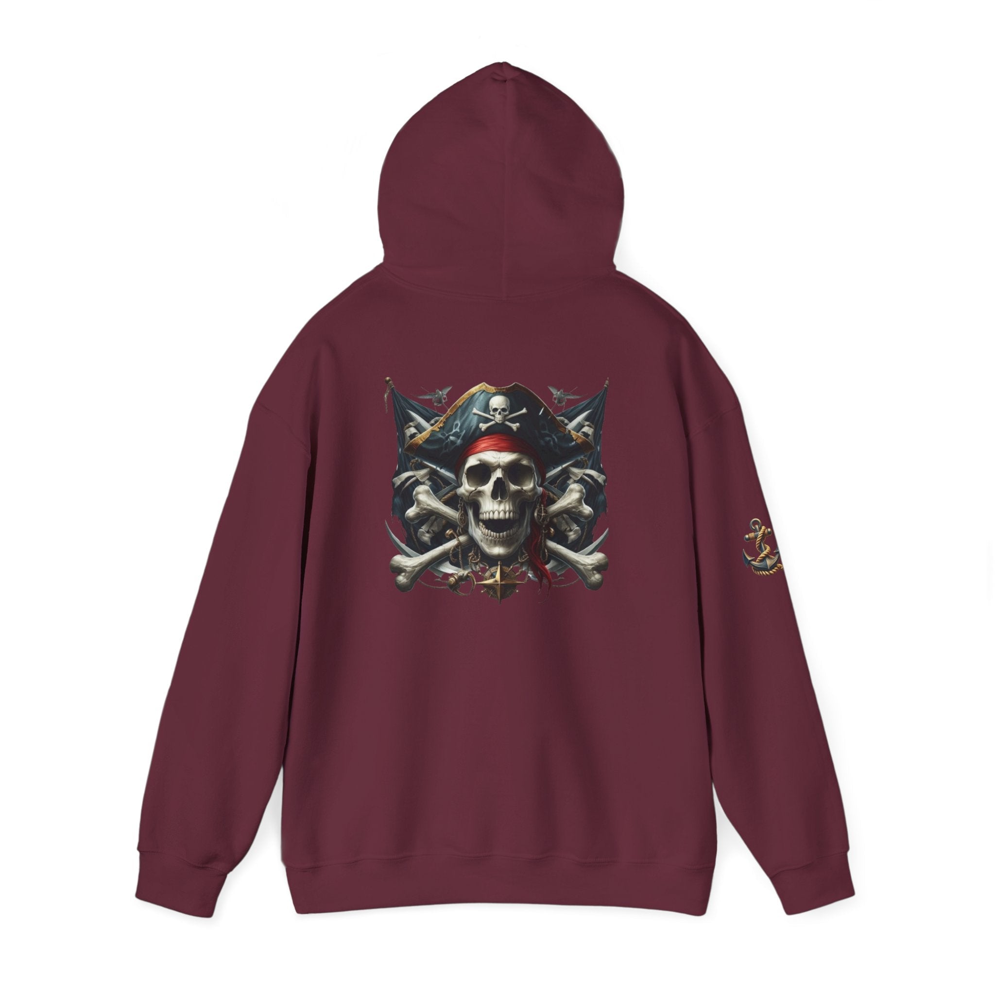 Pirate Skull Anchor Hoodie Nautical Skull & Crossbones Pullover - Etna Gift