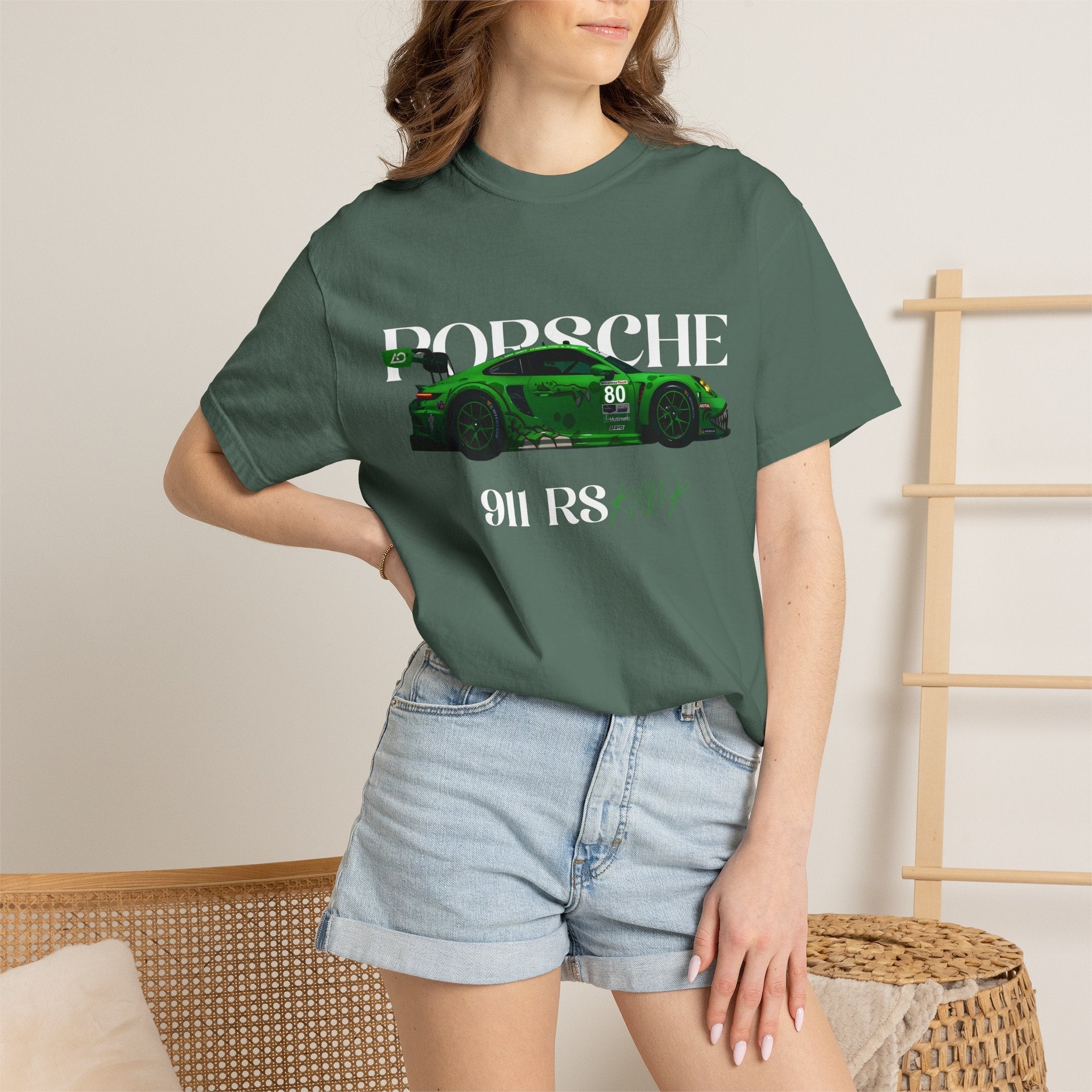 Porsche 911 RS Racing Tee Green GT Car Graphic T-Shirt - Etna Gift